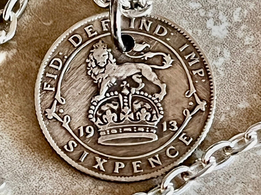 England Silver Coin Necklace Six Shilling Pendant Handmade Custom Charm Gift For Friend Coin Charm Gift For Him, Coin Collector World Coins