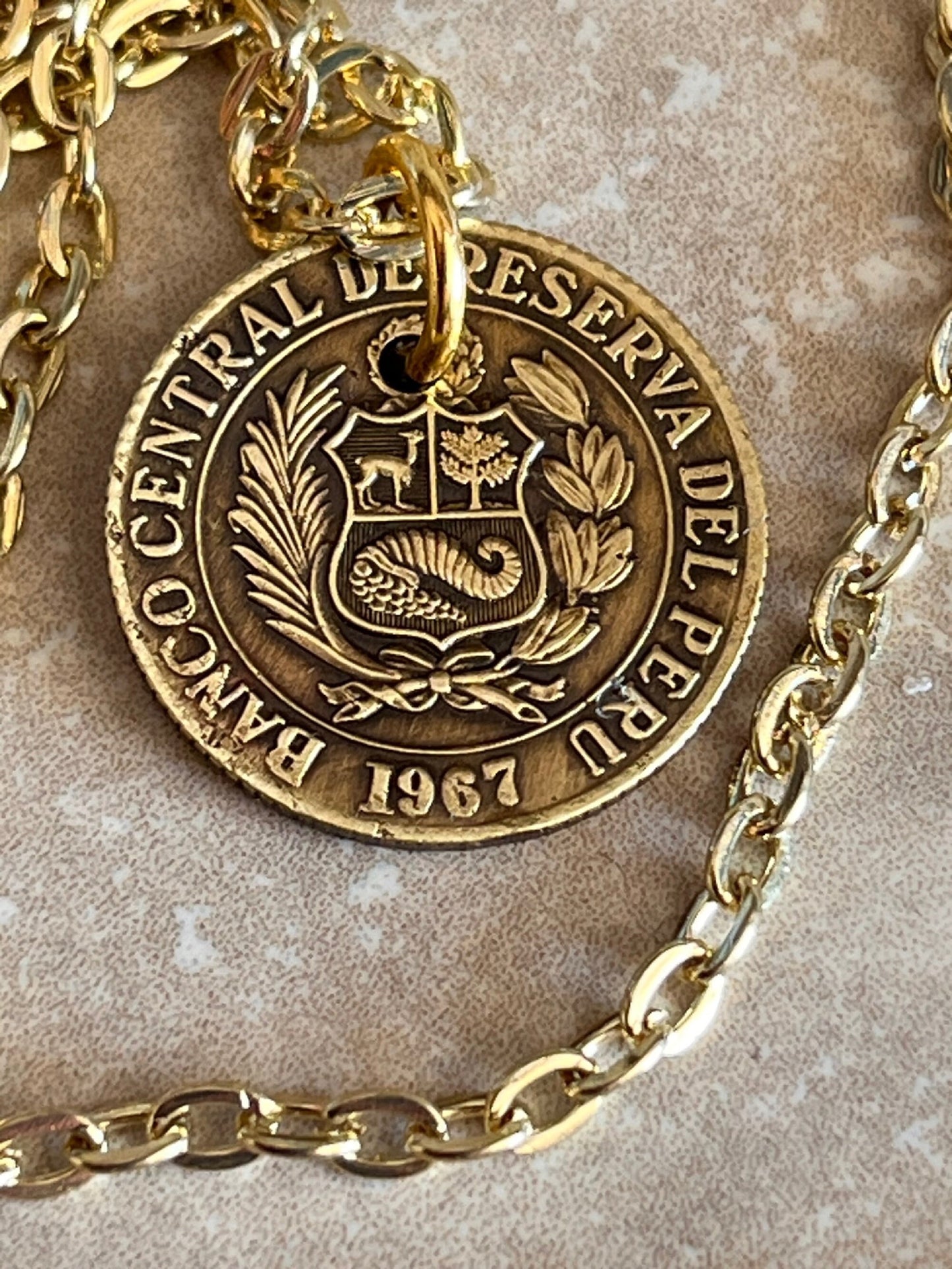 Peru Coin Pendant Peruvian 25 Centavos Personal Necklace Old Vintage Handmade Jewelry Gift Friend Charm For Him Her World Coin Collector