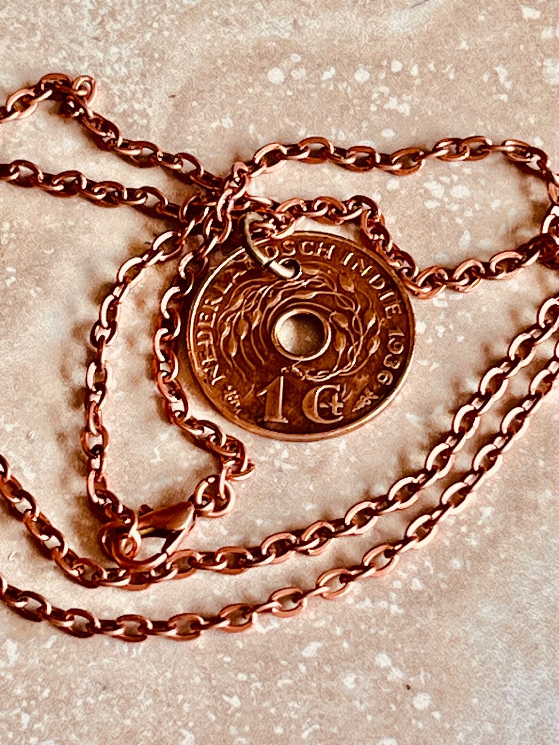 Netherlands Coin Necklace Indie 1 Cent Pendant Personal Old Vintage Handmade Jewelry Gift Friend Charm For Him Her World Coin Collector