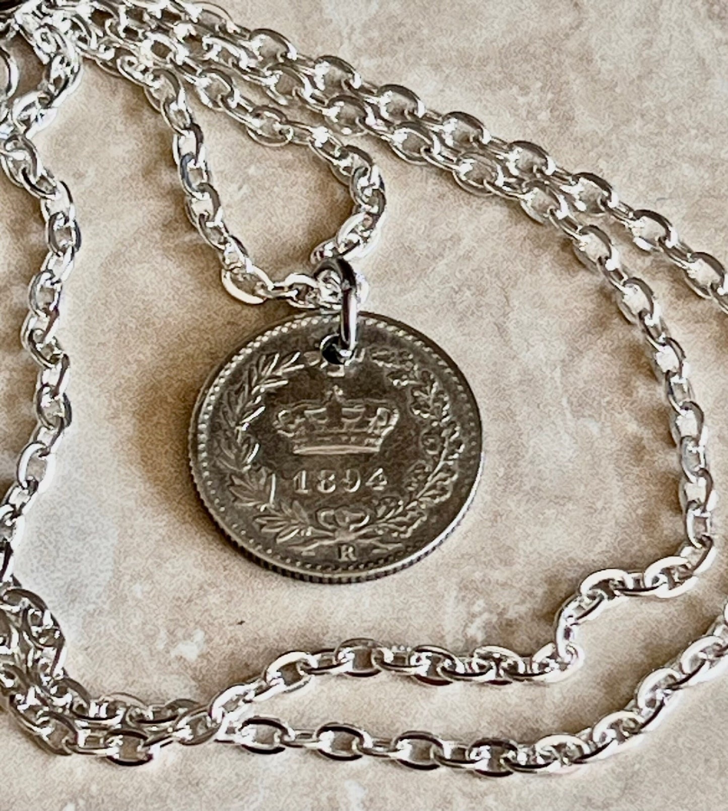 Italy 1894 Coin Necklace Italian Pendant 20 Cents Necklace Jewelry Gift For Friend Coin Charm Gift For Him Her World Coins Collector