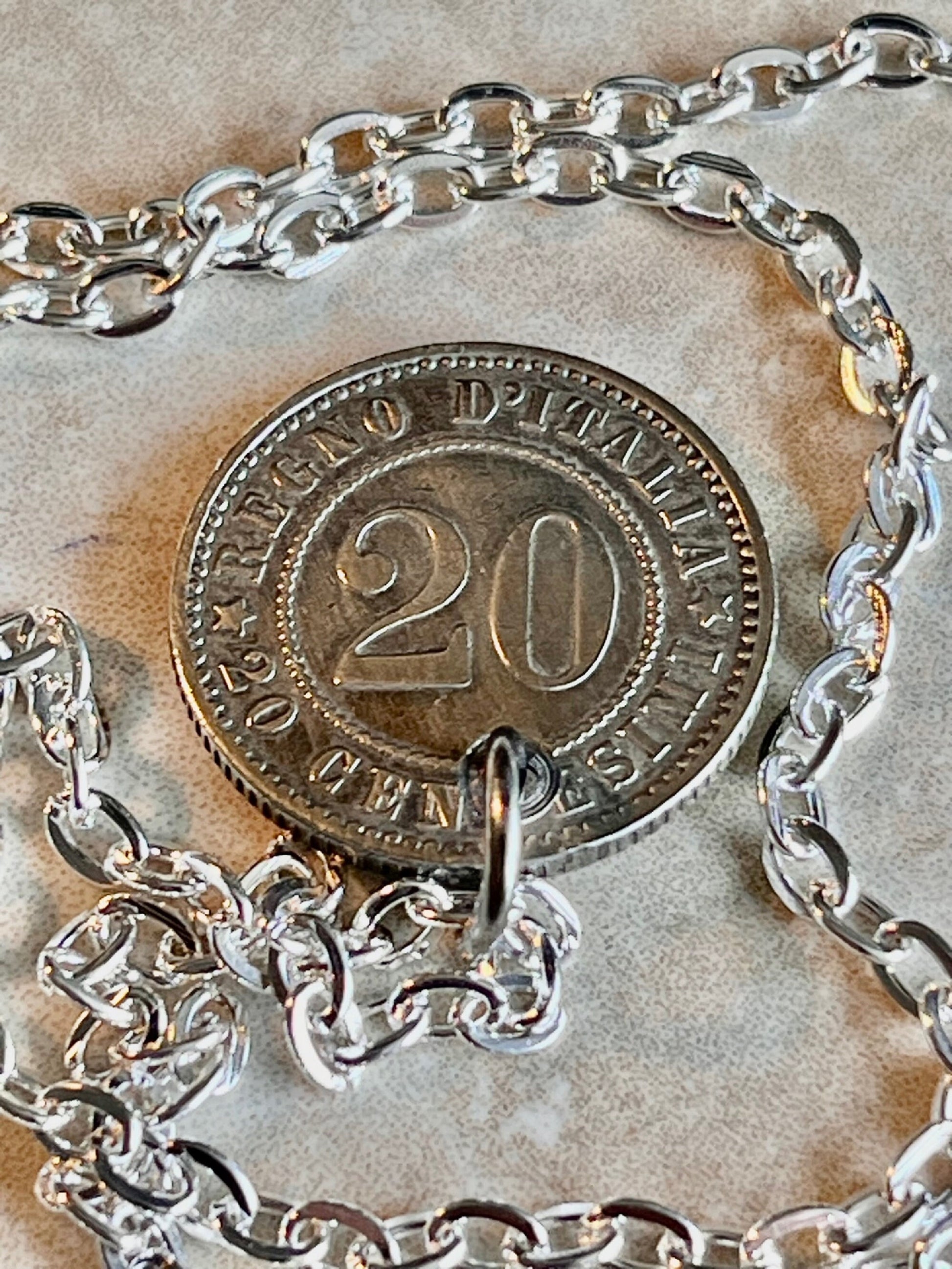 Italy 1894 Coin Necklace Italian Pendant 20 Cents Necklace Jewelry Gift For Friend Coin Charm Gift For Him Her World Coins Collector