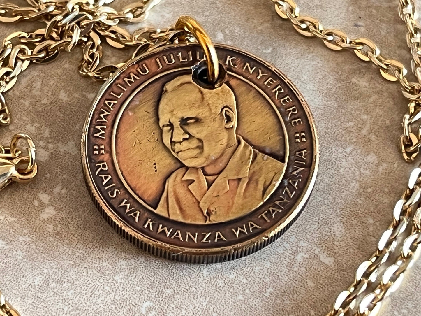 Tanzania Coin Necklace 100 Shilling Africa Pendant Personal Old Vintage Handmade Jewelry Gift Friend Charm For Him Her World Coin Collector