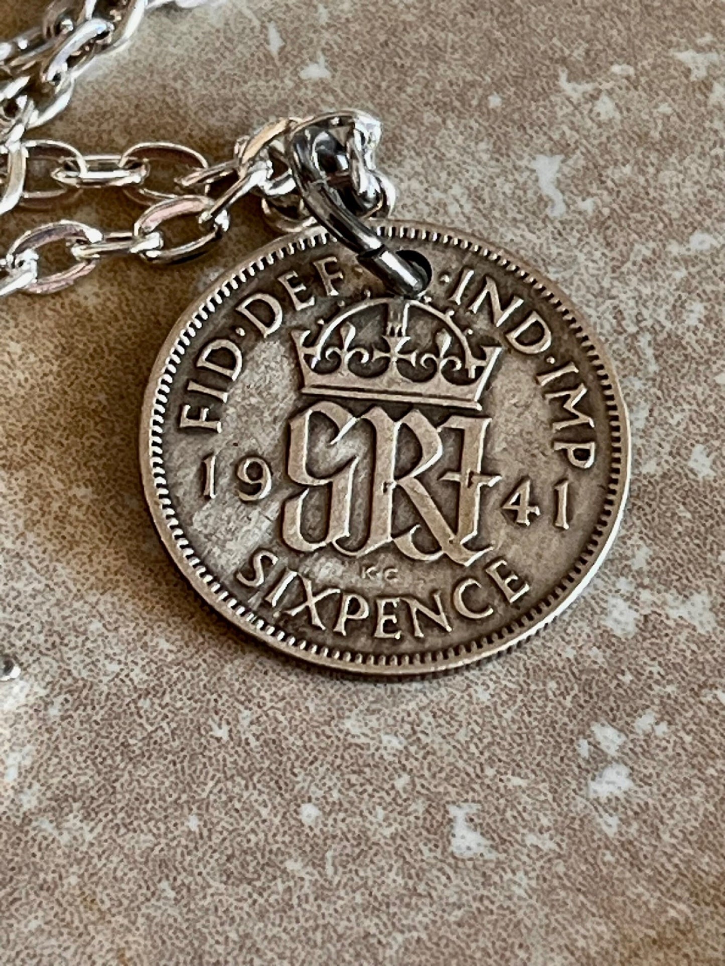 Britain Silver Pendant Coin Necklace 6 Pence Sixpence United Kingdom Personal Jewelry Gift Friend Charm For Him Her World Coin Collector