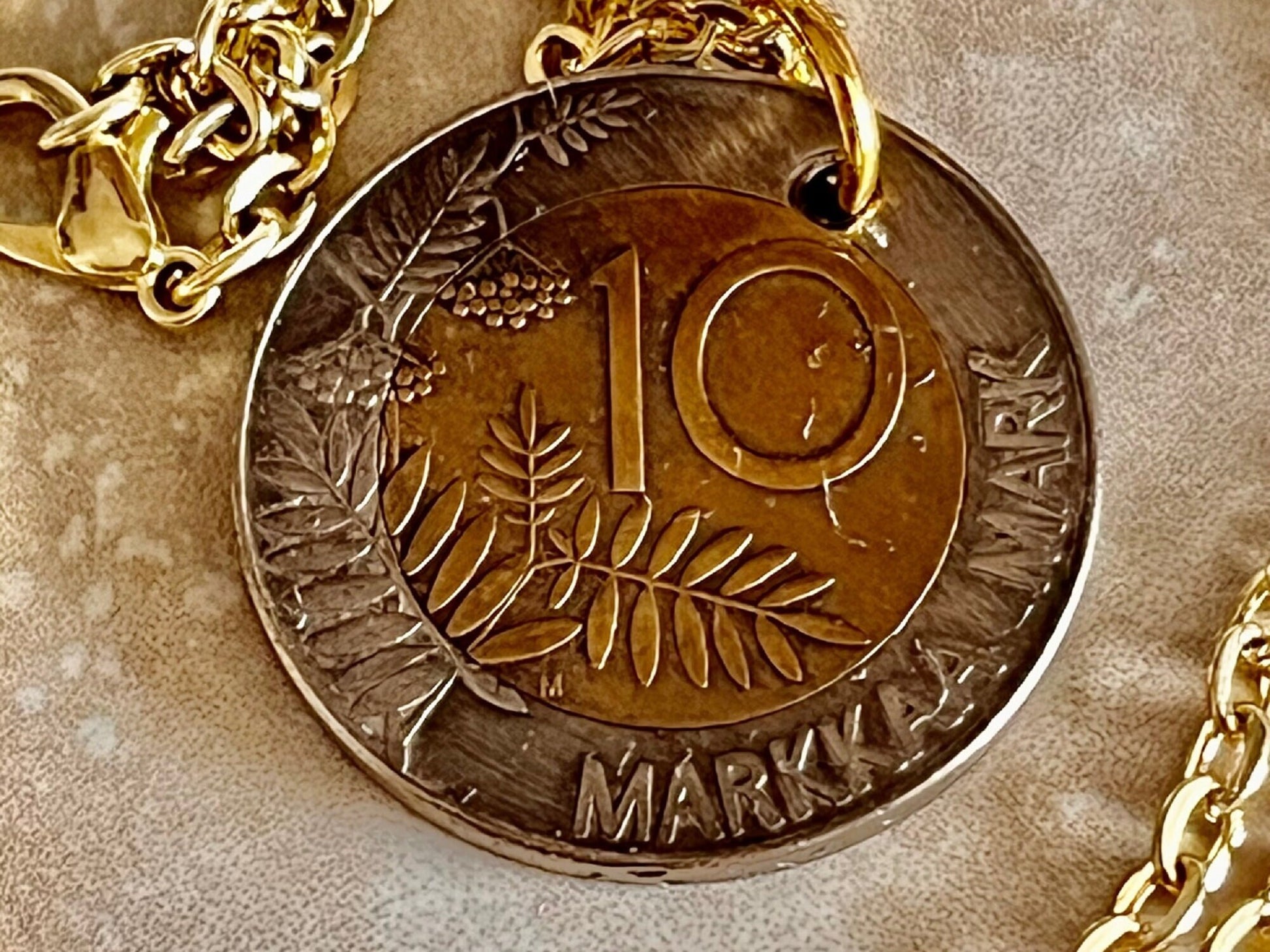 Finland Coin Necklace 10 Finnish Markkaa Suomi Personal Old Vintage Handmade Jewelry Gift Friend Charm For Him Her World Coin Collector