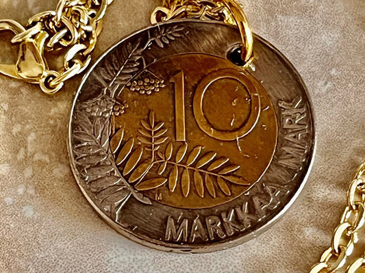 Finland Coin Necklace 10 Finnish Markkaa Suomi Personal Old Vintage Handmade Jewelry Gift Friend Charm For Him Her World Coin Collector