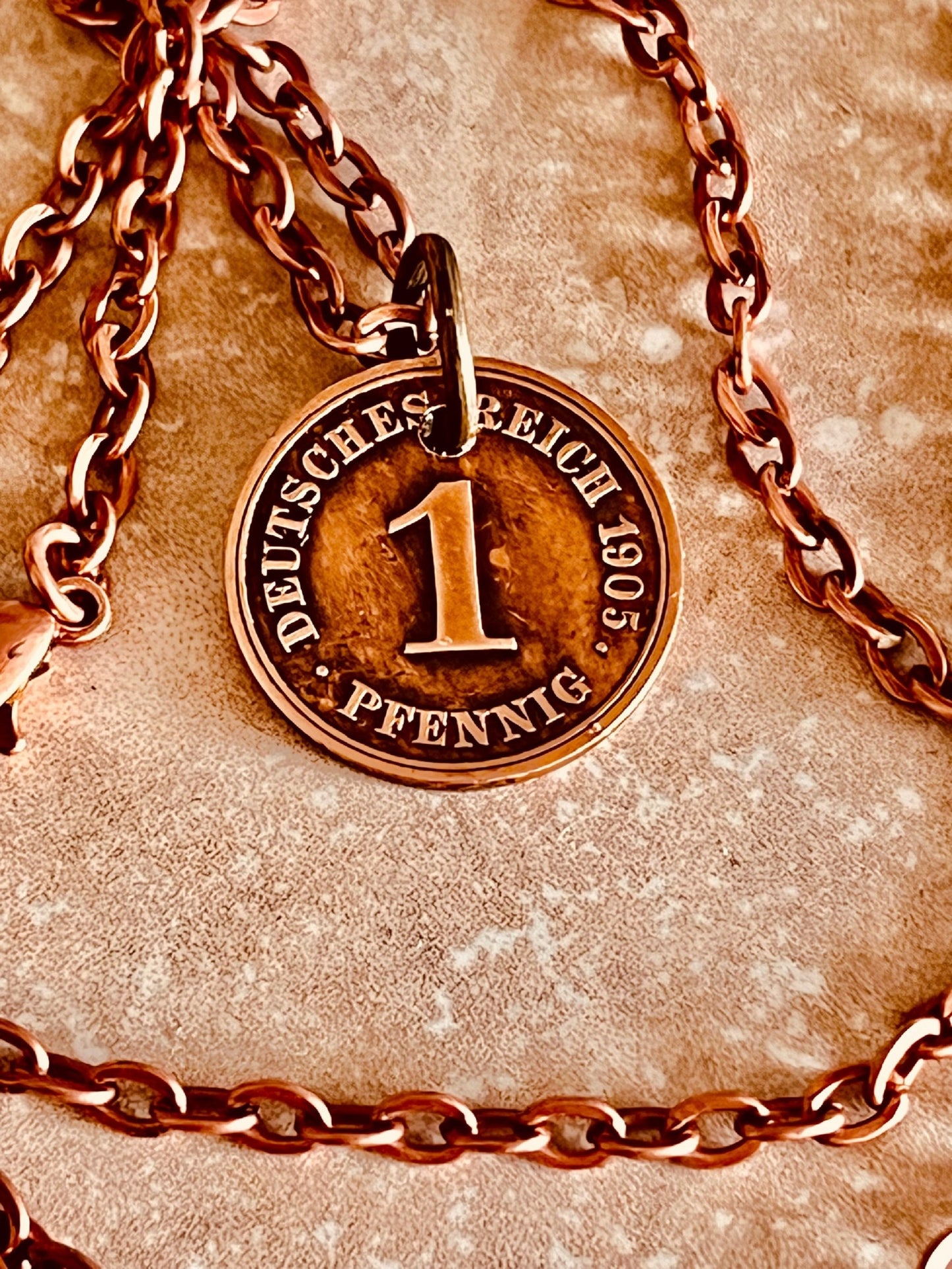 Germany 1 Pfenning Rentenpfennig German Coin Necklace Custom Made Charm Gift For Friend Coin Charm Gift For Him, Coin Collector, World Coins