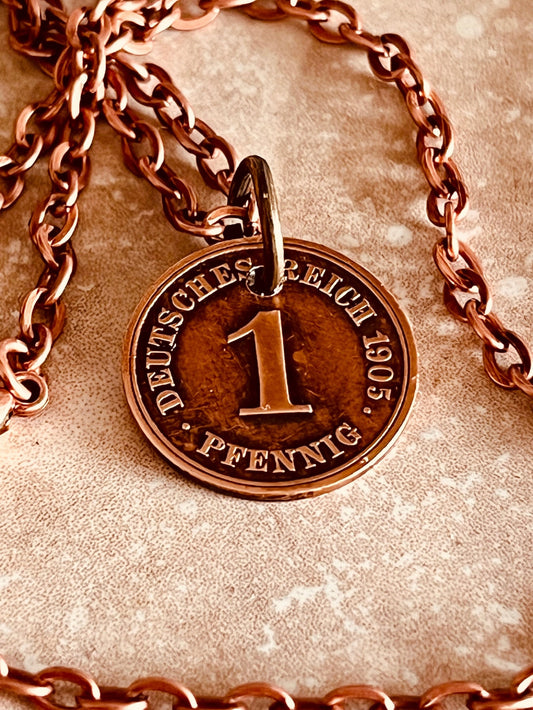 Germany 1 Pfenning Rentenpfennig German Coin Necklace Custom Made Charm Gift For Friend Coin Charm Gift For Him, Coin Collector, World Coins