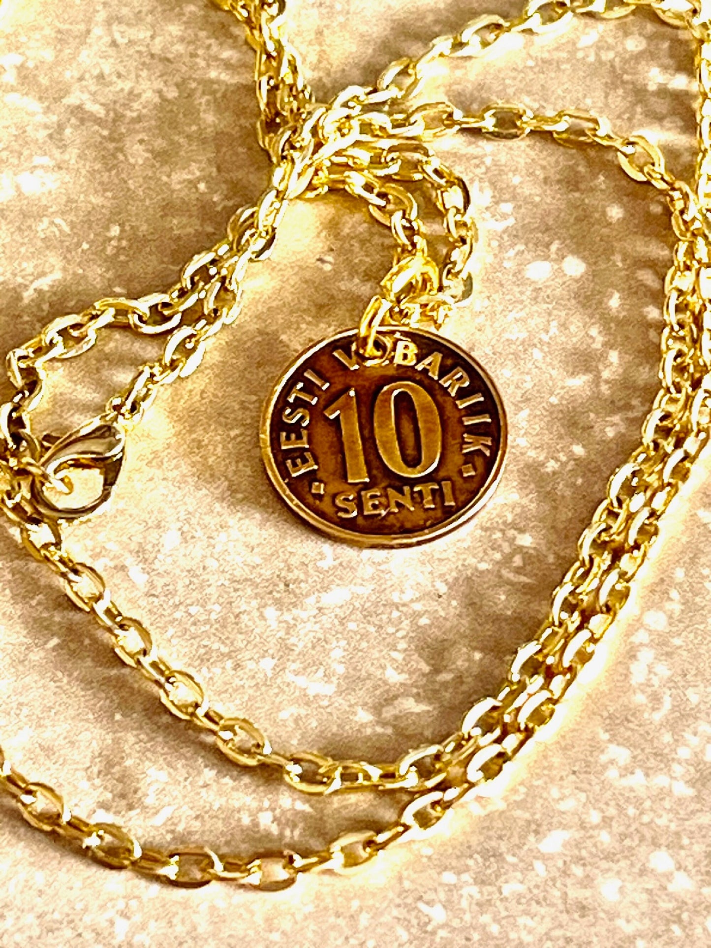 Estonia Coin Pendant Estonian 10 Senti Personal Necklace Old Handmade Jewelry Gift Friend Charm For Him Her World Coin Collector