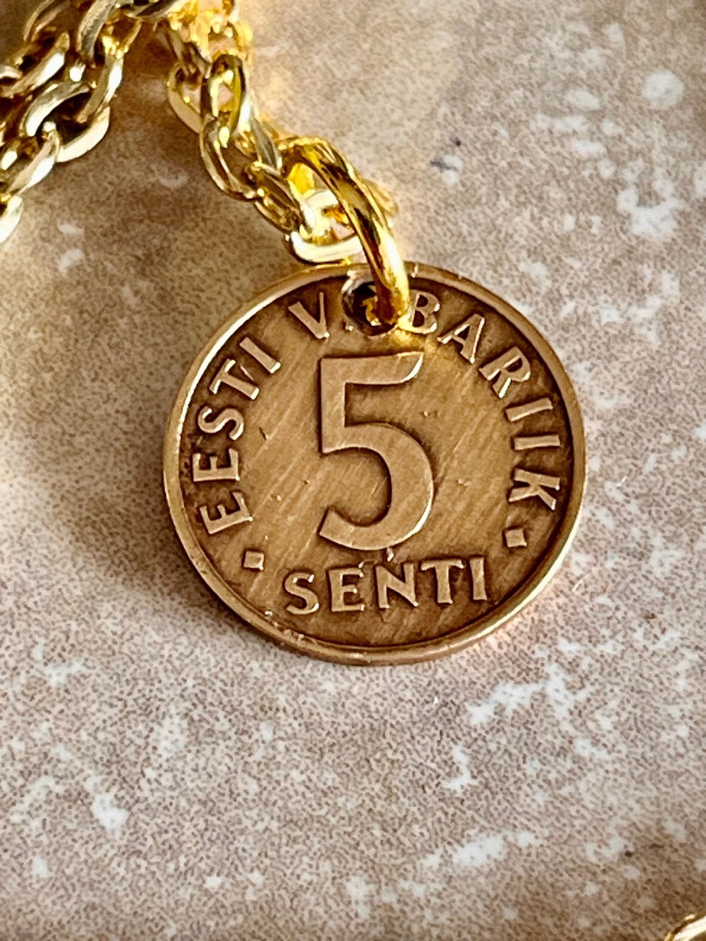 Estonia Coin Pendant Estonian 5 Senti Personal Necklace Old Handmade Jewelry Gift Friend Charm For Him Her World Coin Collector