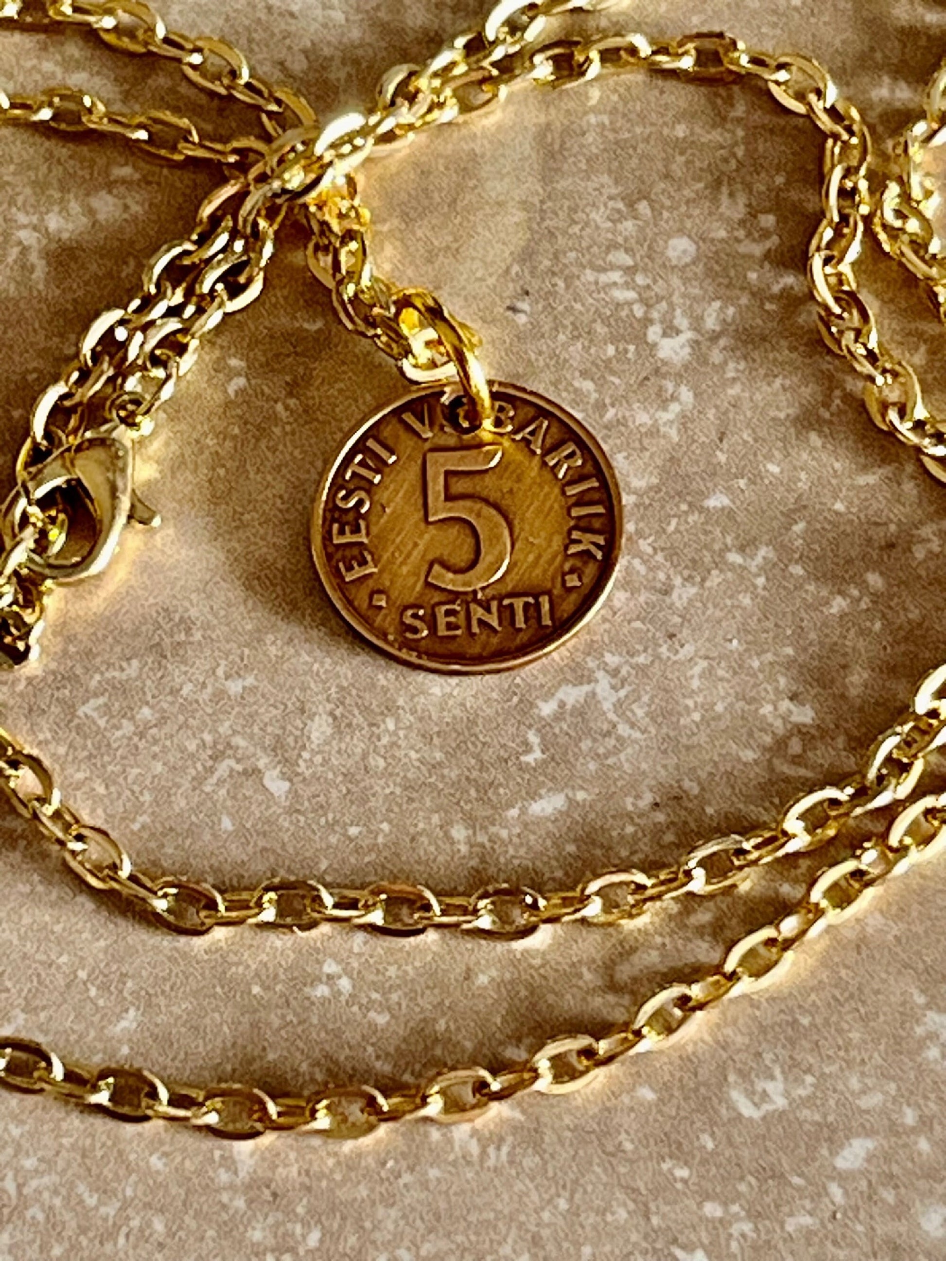 Estonia Coin Pendant Estonian 5 Senti Personal Necklace Old Handmade Jewelry Gift Friend Charm For Him Her World Coin Collector