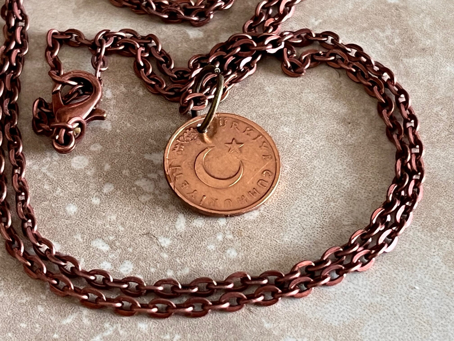 Turkey Coin Turkish 1 Kurus Necklace Pendant Personal Necklace Vintage Handmade Jewelry Gift Friend Charm For Him Her World Coin Collector
