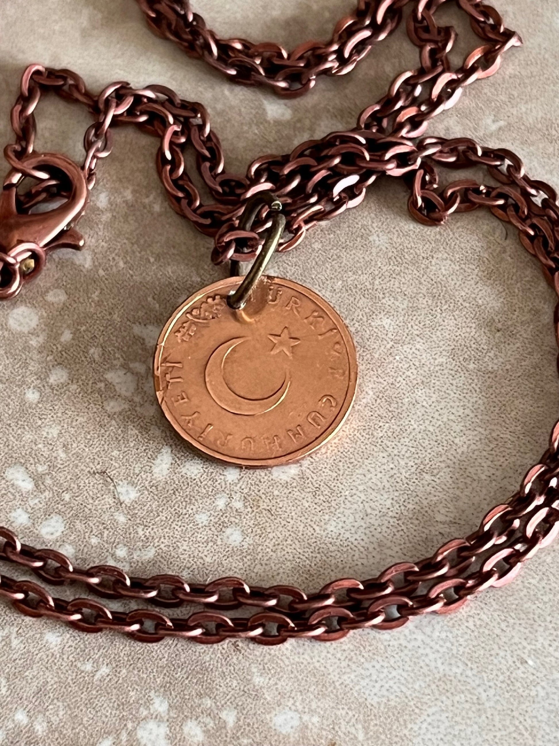 Turkey Coin Turkish 1 Kurus Necklace Pendant Personal Necklace Vintage Handmade Jewelry Gift Friend Charm For Him Her World Coin Collector