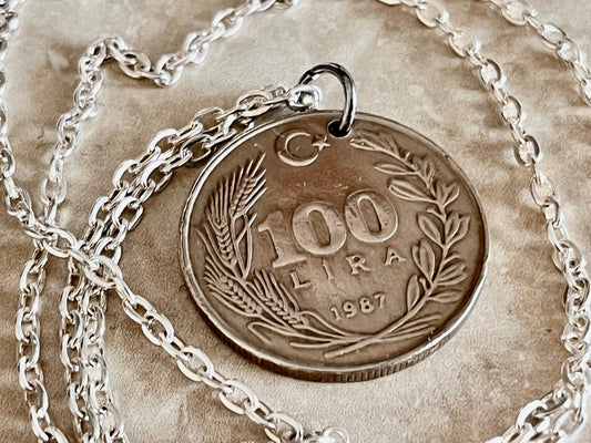 Turkey Coin Necklace 100 Lira Pendant Personal Necklace Old Vintage Handmade Jewelry Gift Friend Charm For Him Her World Coin Collector