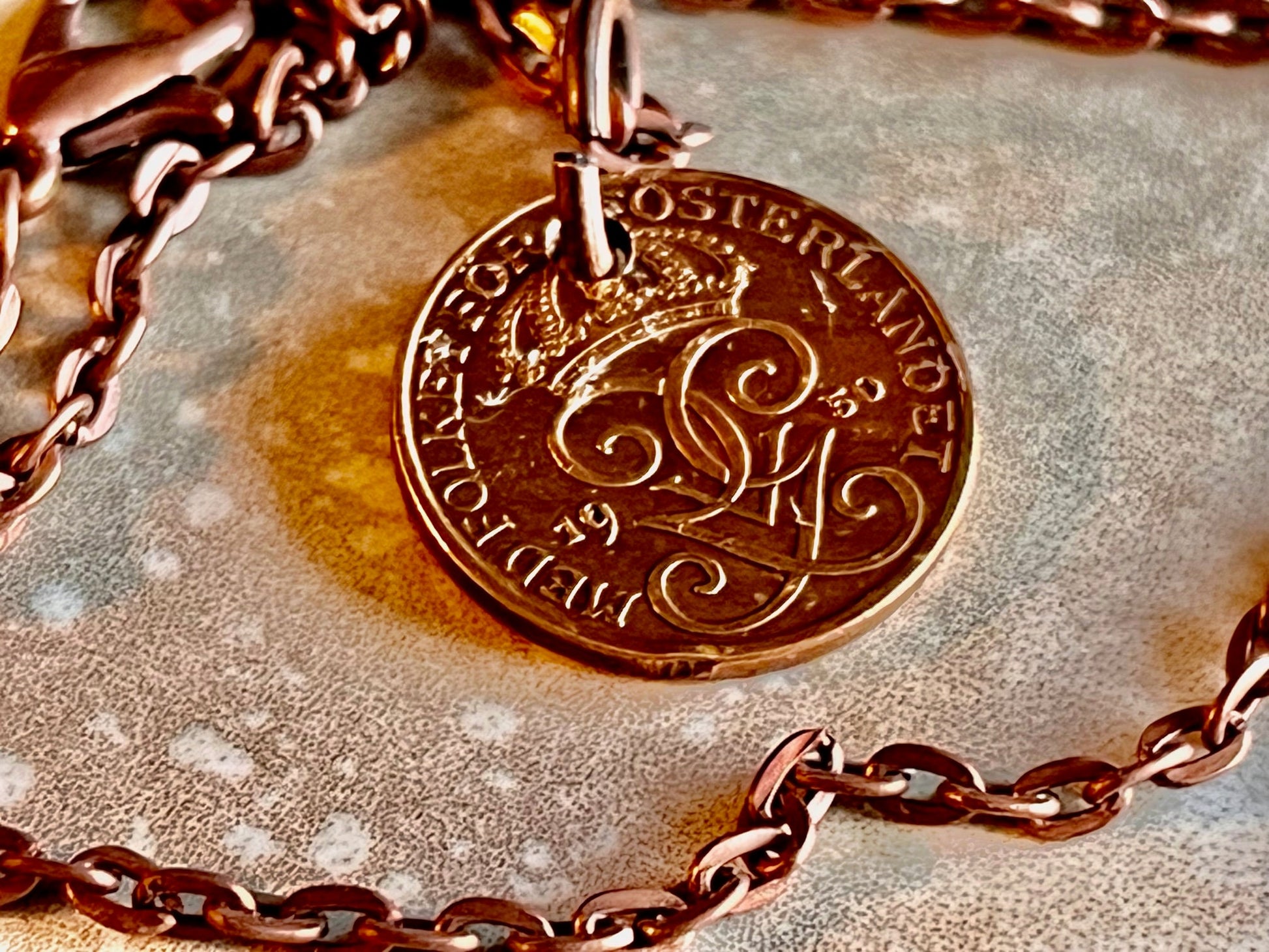 Sweden 1 Ore Coin Necklace Swedish Gustaf Pendant Personal Old Vintage Handmade Jewelry Gift Friend Charm For Him Her World Coin Collector