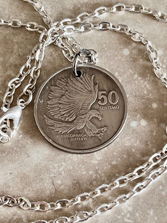 Philippines Coin Necklace Pendant Pilipinas 50 Sentimo Personal Vintage Handmade Jewelry Gift Friend Charm For Him Her World Coin Collector