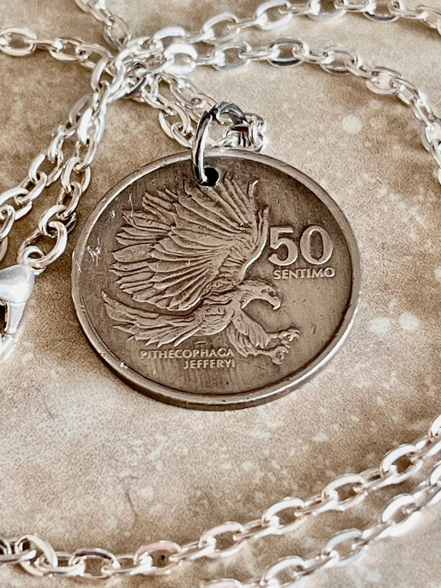 Philippines Coin Necklace Pendant Pilipinas 50 Sentimo Personal Vintage Handmade Jewelry Gift Friend Charm For Him Her World Coin Collector