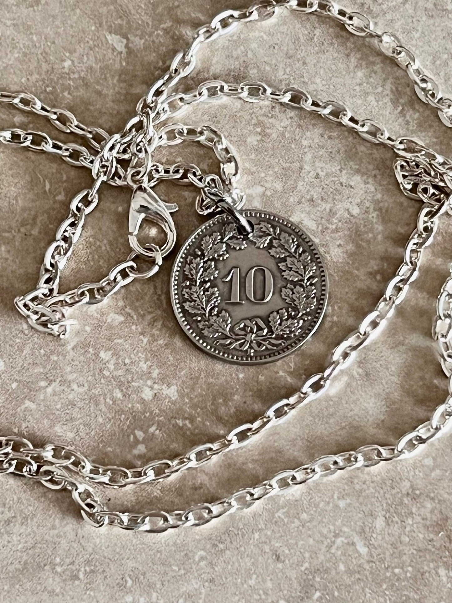 Switzerland Pendant Necklace Vintage Swiss 10 Franc Personal Old Vintage Handmade Jewelry Gift Friend Charm For Him Her World Coin Collector