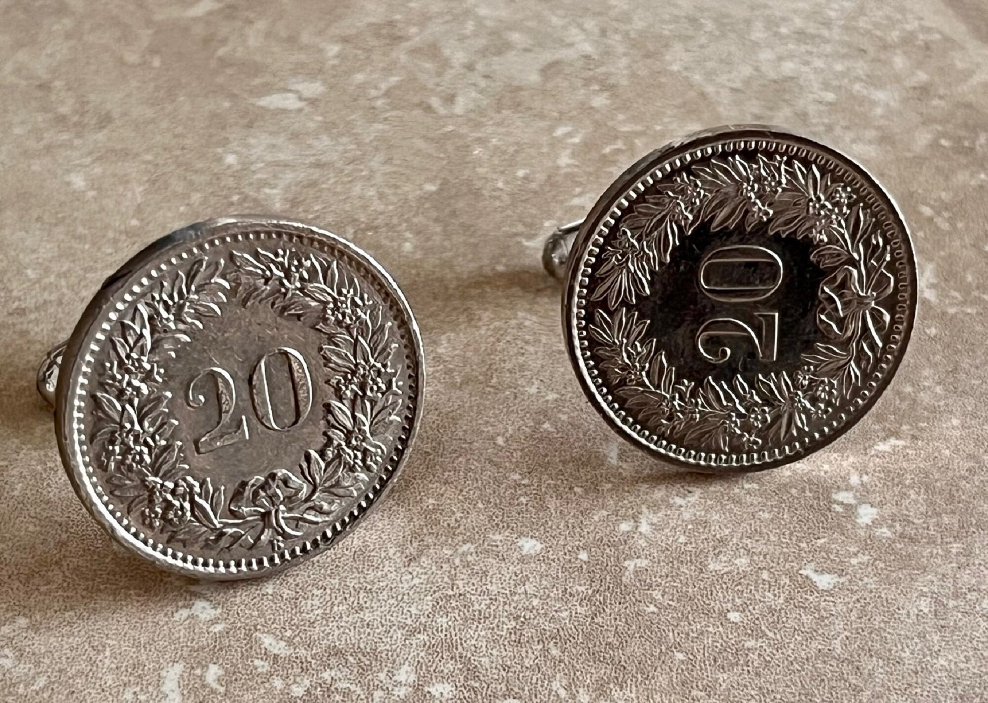Swiss Coin Cuff Links 20 Rappen Switzerland Helvetica Personal Cufflinks Handmade Jewelry Gift Friend Charm For Him Her World Coin Collector