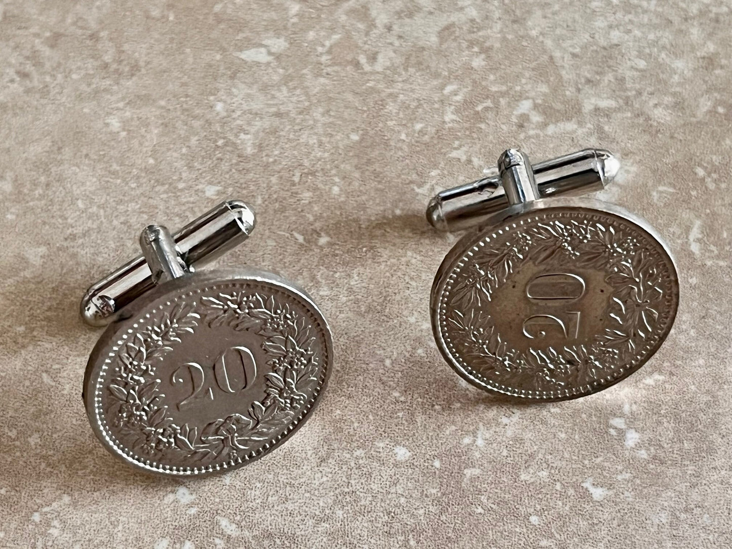 Swiss Coin Cuff Links 20 Rappen Switzerland Helvetica Personal Cufflinks Handmade Jewelry Gift Friend Charm For Him Her World Coin Collector