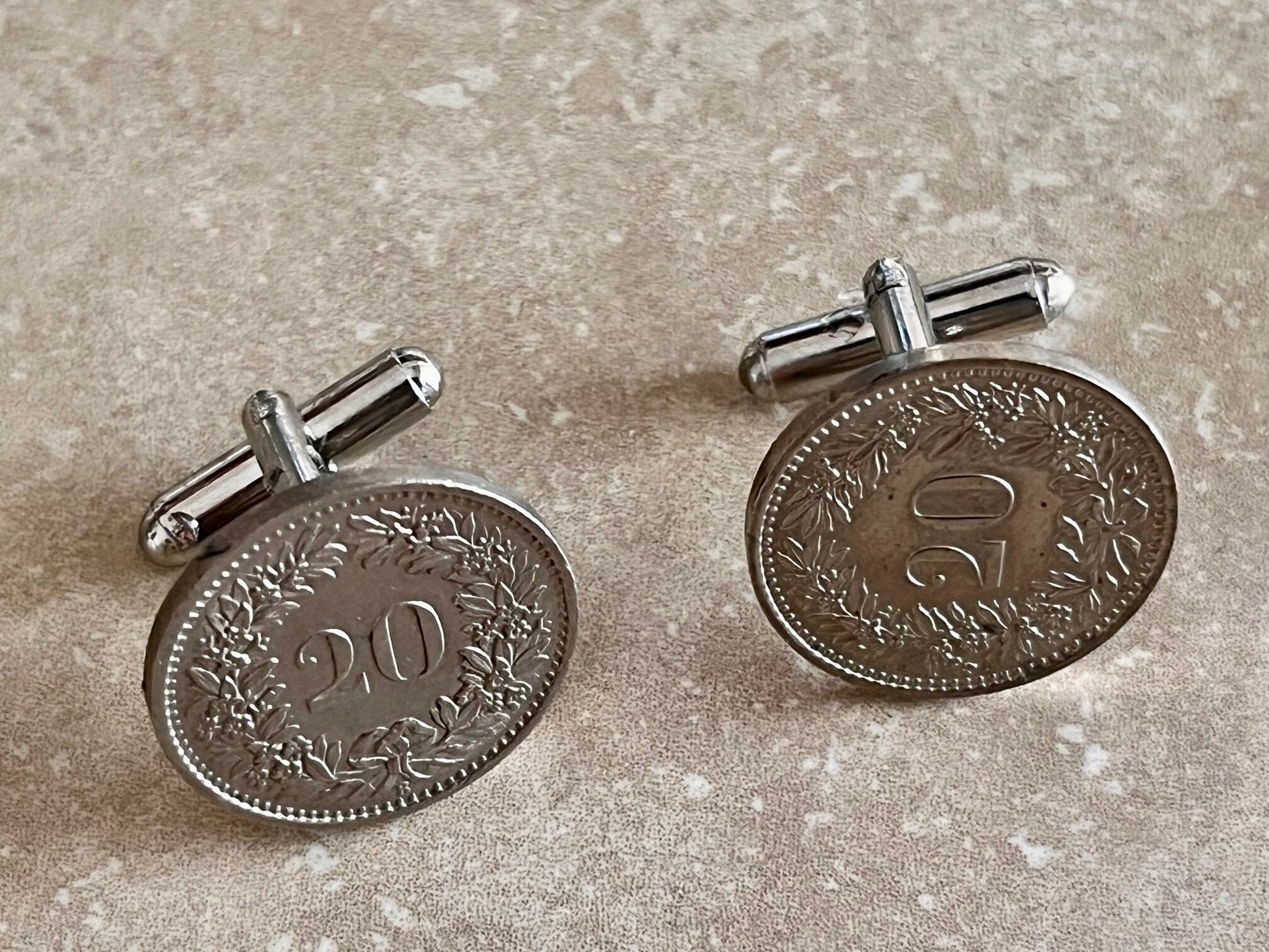 Swiss Coin Cuff Links 20 Rappen Switzerland Helvetica Personal Cufflinks Handmade Jewelry Gift Friend Charm For Him Her World Coin Collector