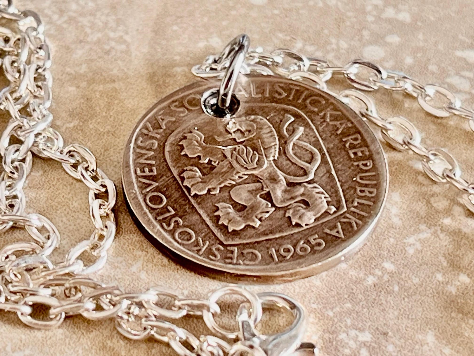 Czechoslovakia Republic 3 KCS Coin Pendant Personal Necklace Vintage Handmade Jewelry Gift Friend Charm For Him Her World Coin Collector