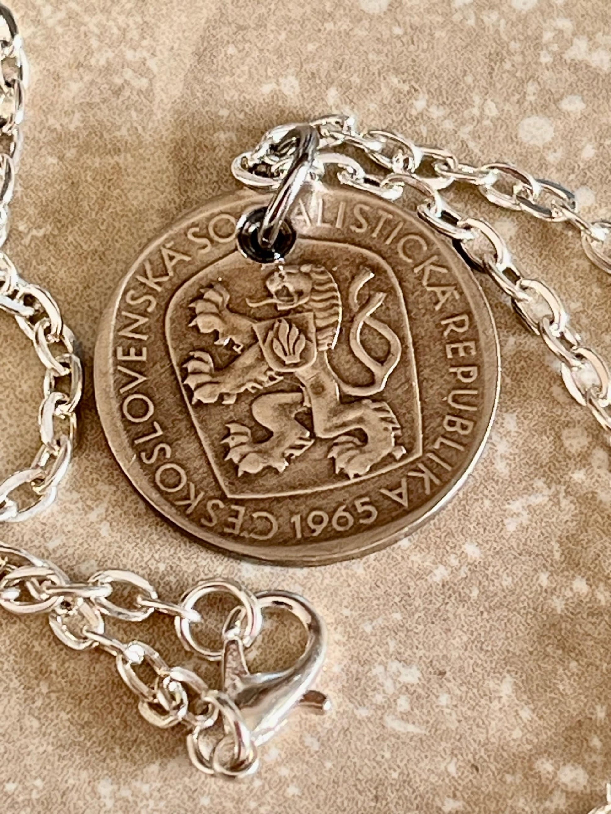 Czechoslovakia Republic 3 KCS Coin Pendant Personal Necklace Vintage Handmade Jewelry Gift Friend Charm For Him Her World Coin Collector