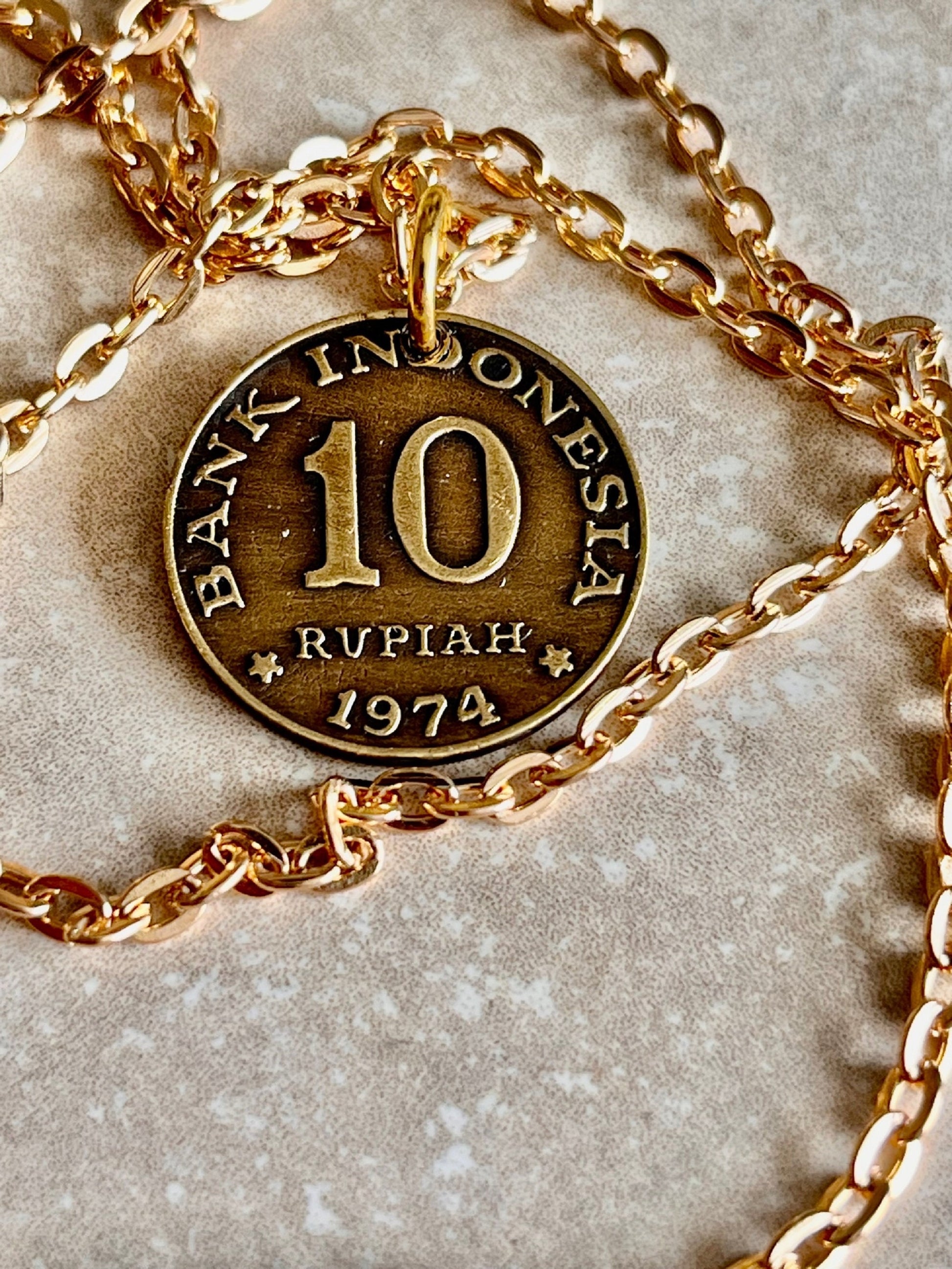 Indonesia Coin 10 Rupiah Necklace Coin Jewelry Pendant Vintage Custom Made Rare coins - Coin Enthusiast Fashion Accessory