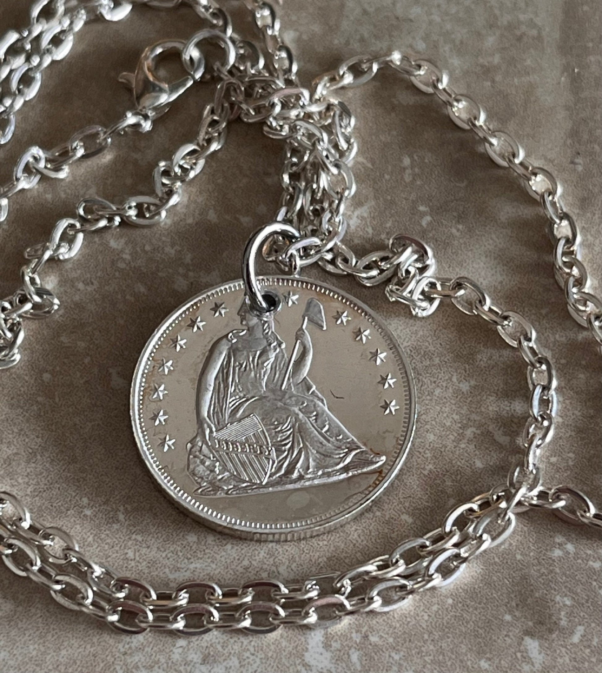 I love You Today Tomorrow & Always Silver Personal Necklace Old Vintage Handmade Jewelry Gift Friend Charm For Him Her World Coin Collector