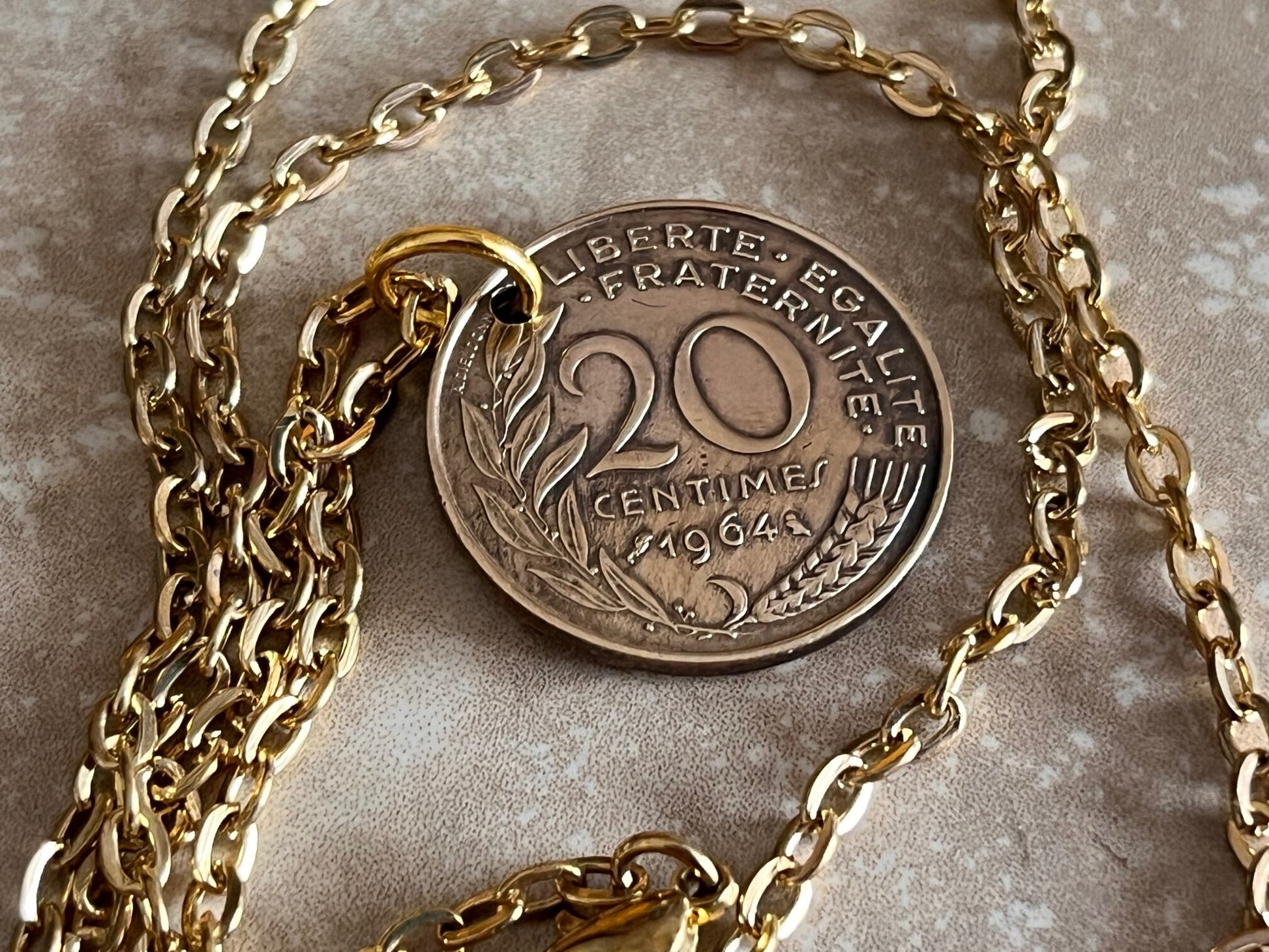 France Coin Pendant French 20 Centimes Liberte Egalite Fraternite Necklace Custom Charm Gift Friend Charm Her, Coin Collector, World Coins
