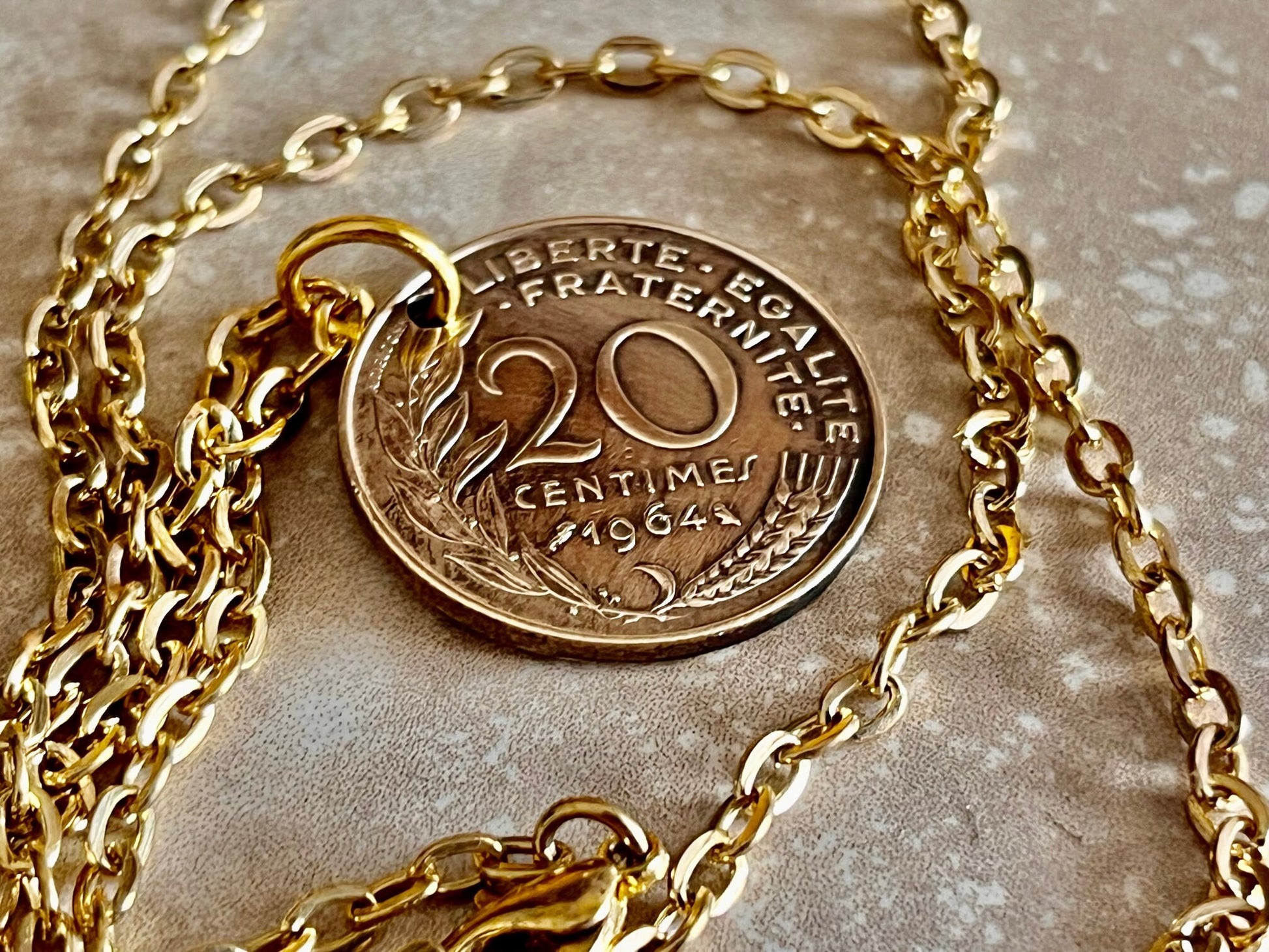 France Coin Pendant French 20 Centimes Liberte Egalite Fraternite Necklace Custom Charm Gift Friend Charm Her, Coin Collector, World Coins