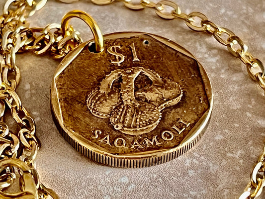 Fiji Coin Necklace Fijian Pendant Vintage Custom Personal Old Vintage Handmade Jewelry Gift Friend Charm For Him Her World Coin Collector