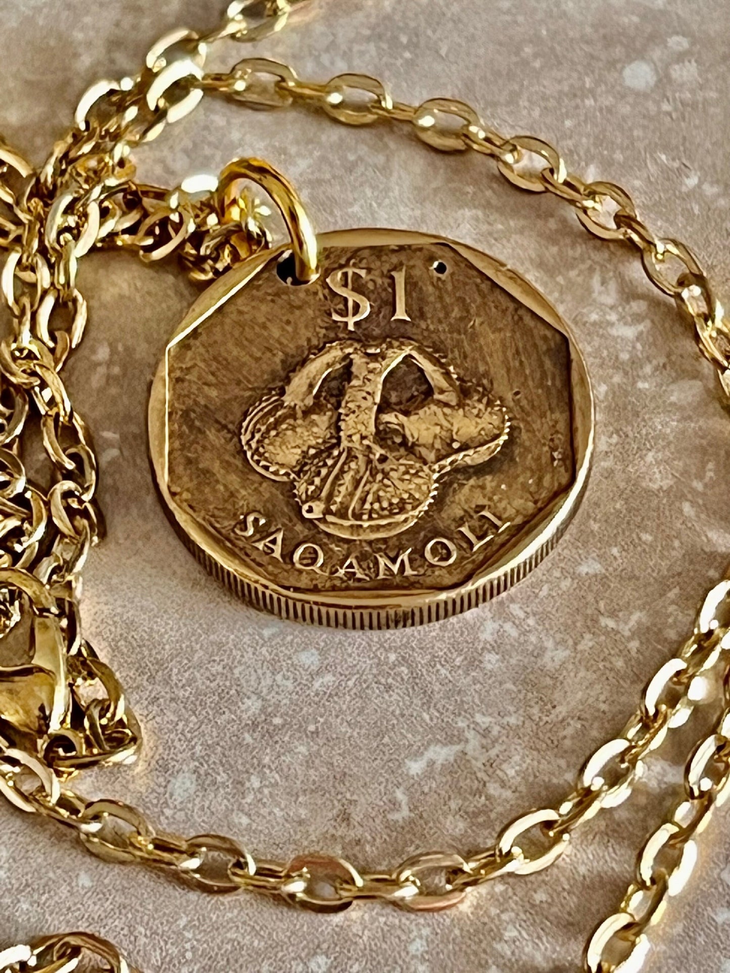 Fiji Coin Necklace Fijian Pendant Vintage Custom Personal Old Vintage Handmade Jewelry Gift Friend Charm For Him Her World Coin Collector