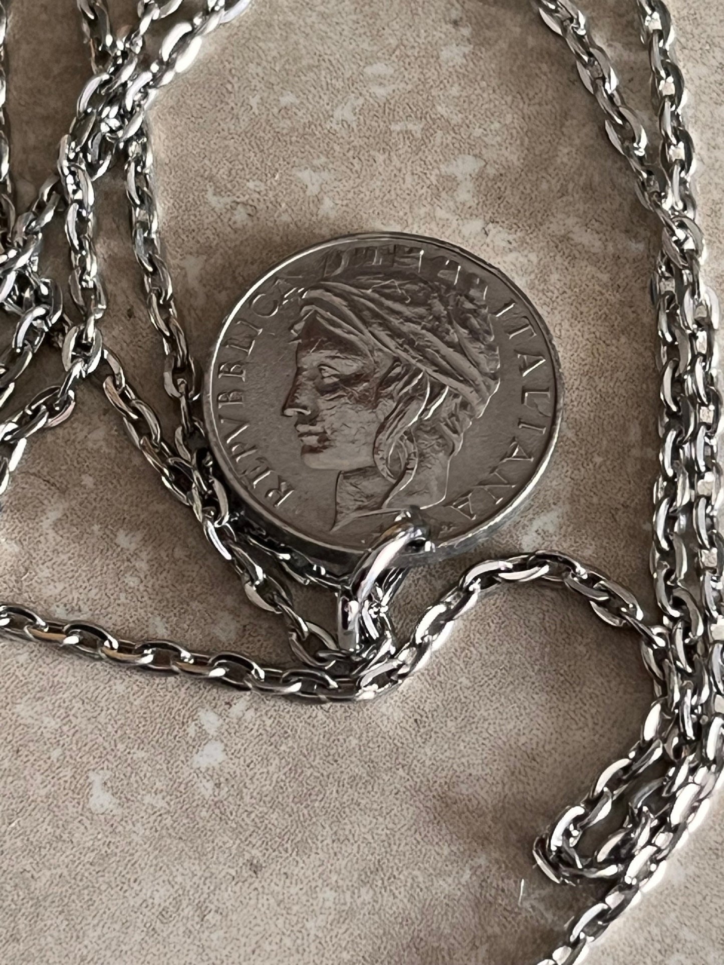 Italy Coin Necklace Italian 50 Lira Coin Pendant Personal Old Vintage Handmade Jewelry Gift Friend Charm For Him Her World Coin Collector