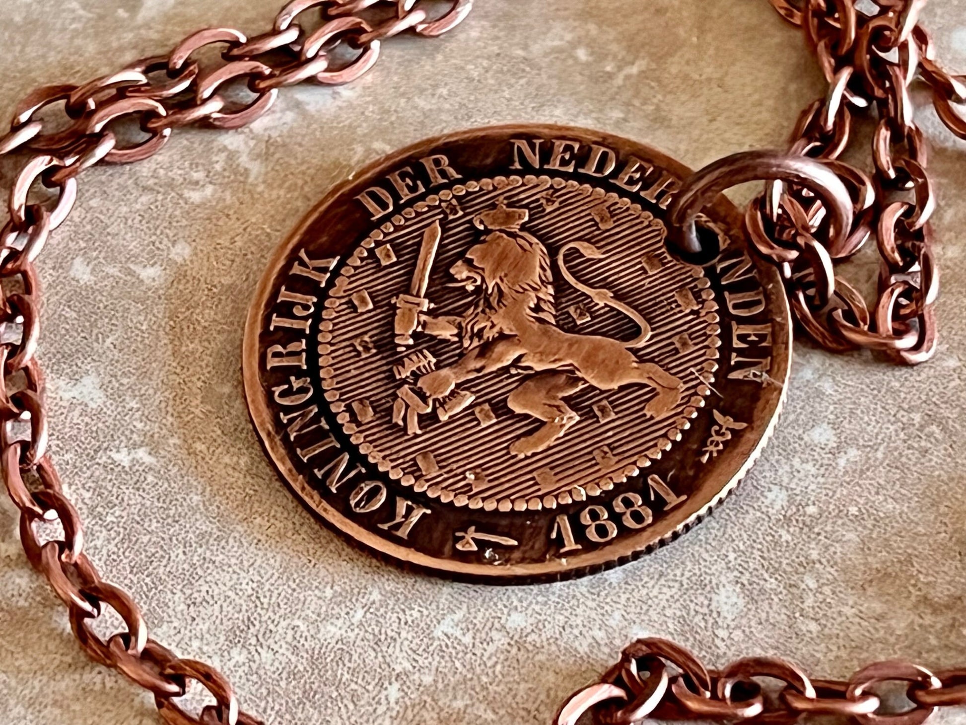 Netherlands Coin Necklace Curacao 2 1/2 Cents Pendant Personal Vintage Handmade Jewelry Gift Friend Charm For Him Her World Coin Collector