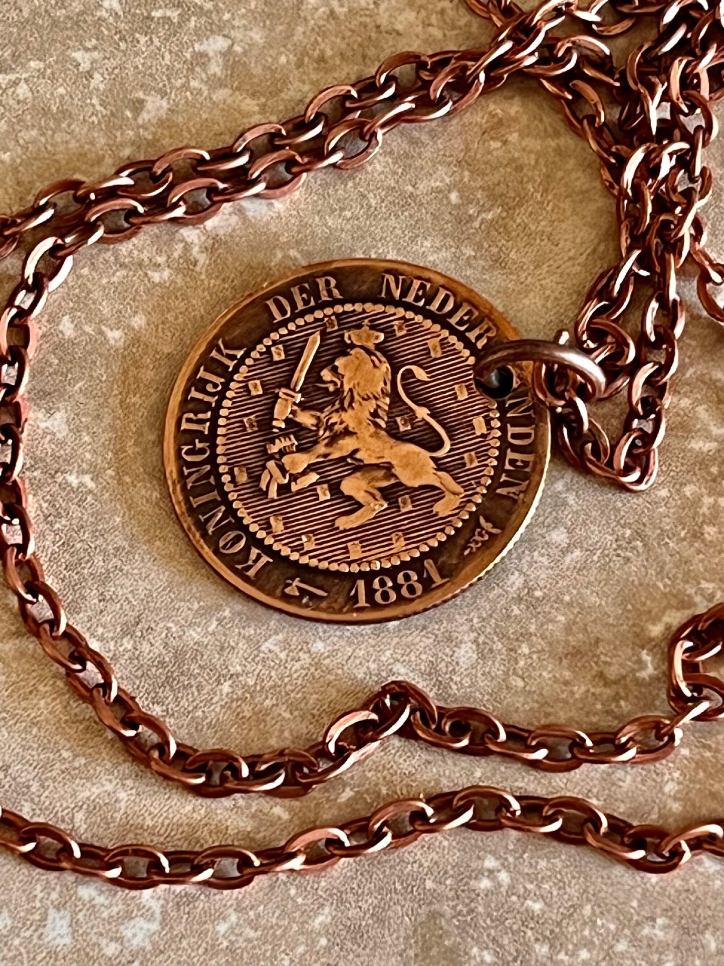 Netherlands Coin Necklace Curacao 2 1/2 Cents Pendant Personal Vintage Handmade Jewelry Gift Friend Charm For Him Her World Coin Collector