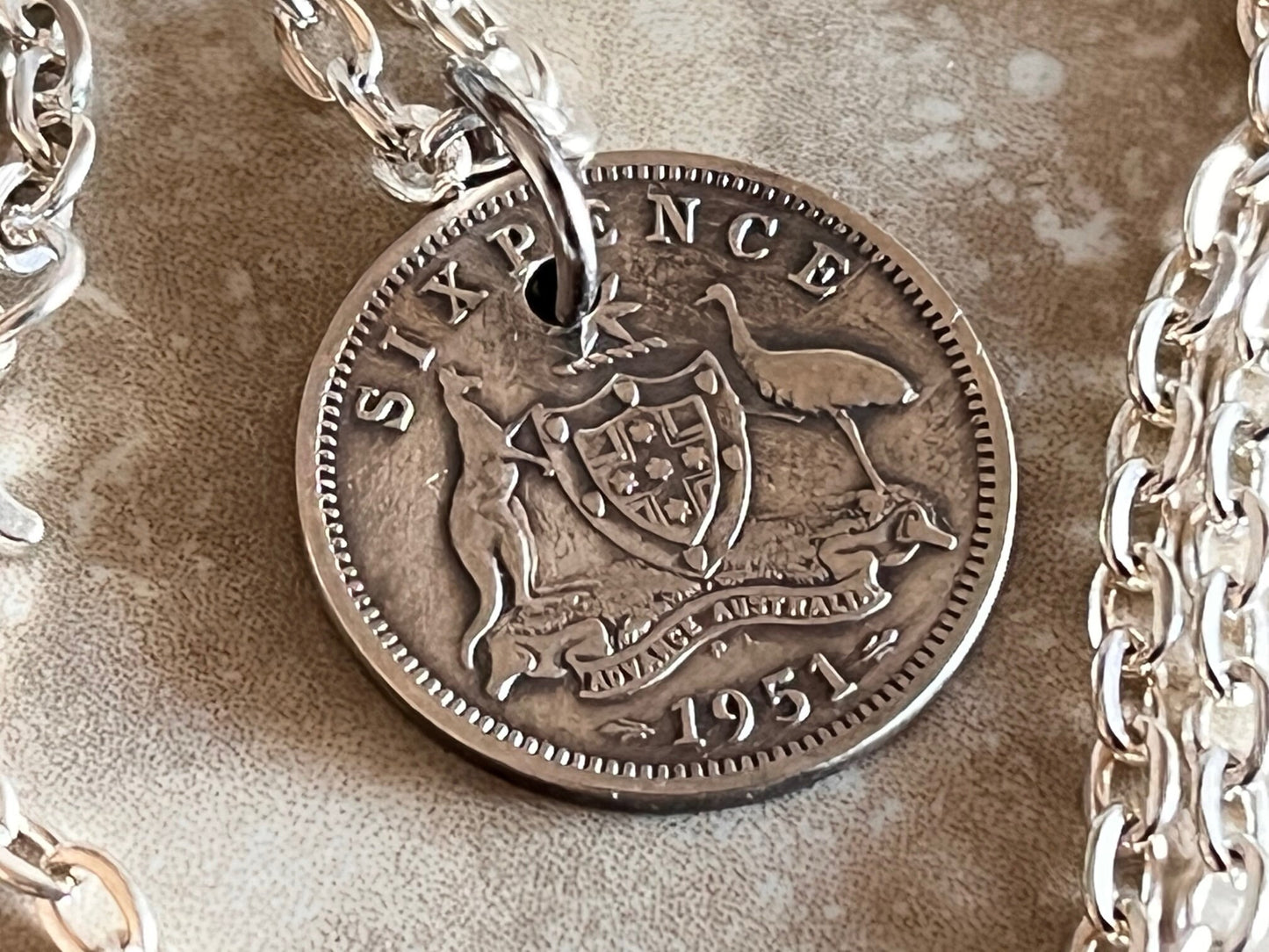 Australia Silver Necklace Coin Australian Six Pence Personal Necklace Handmade Jewelry Gift Friend Charm For Him Her World Coin Collector