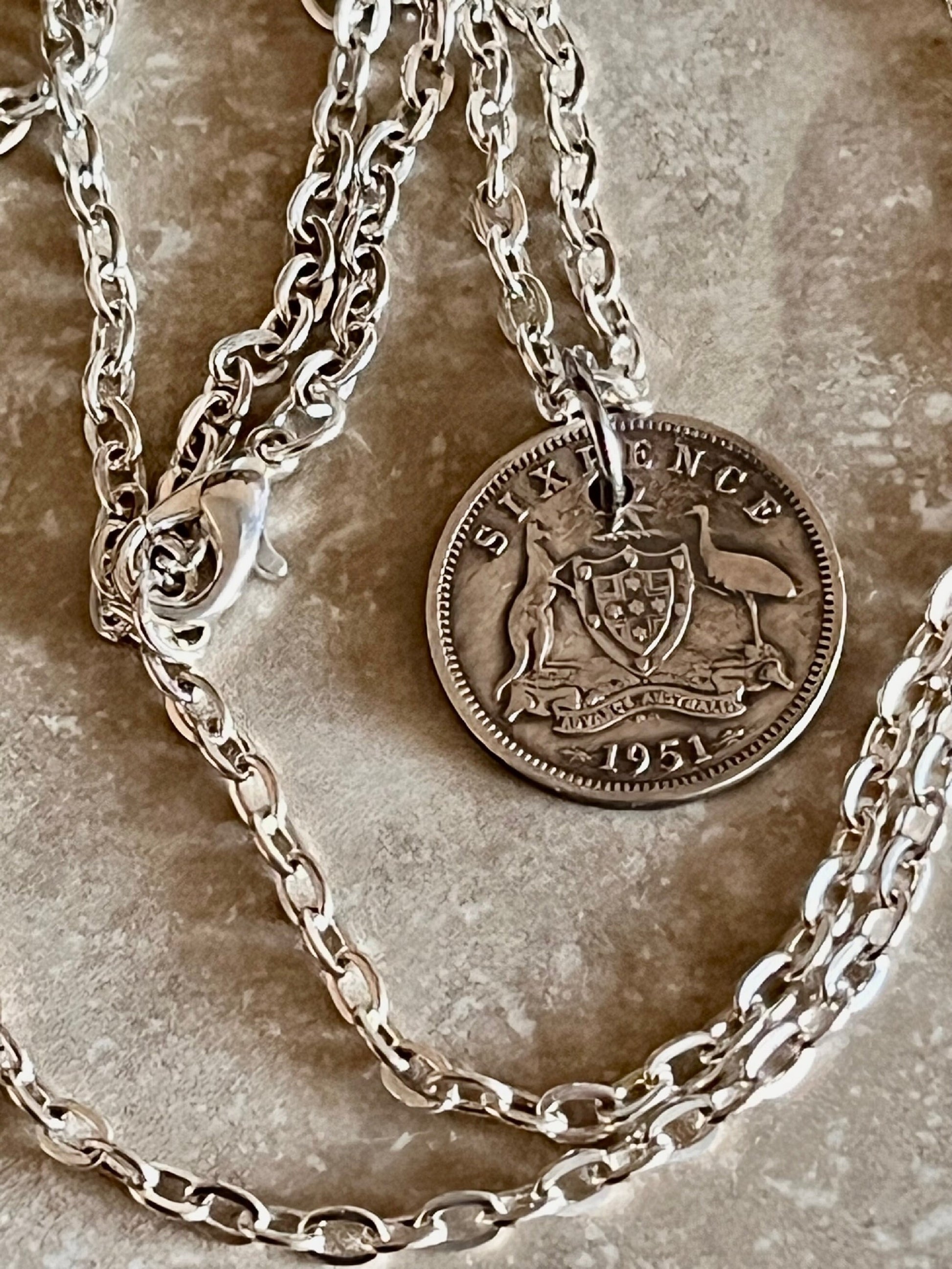 Australia Silver Necklace Coin Australian Six Pence Personal Necklace Handmade Jewelry Gift Friend Charm For Him Her World Coin Collector