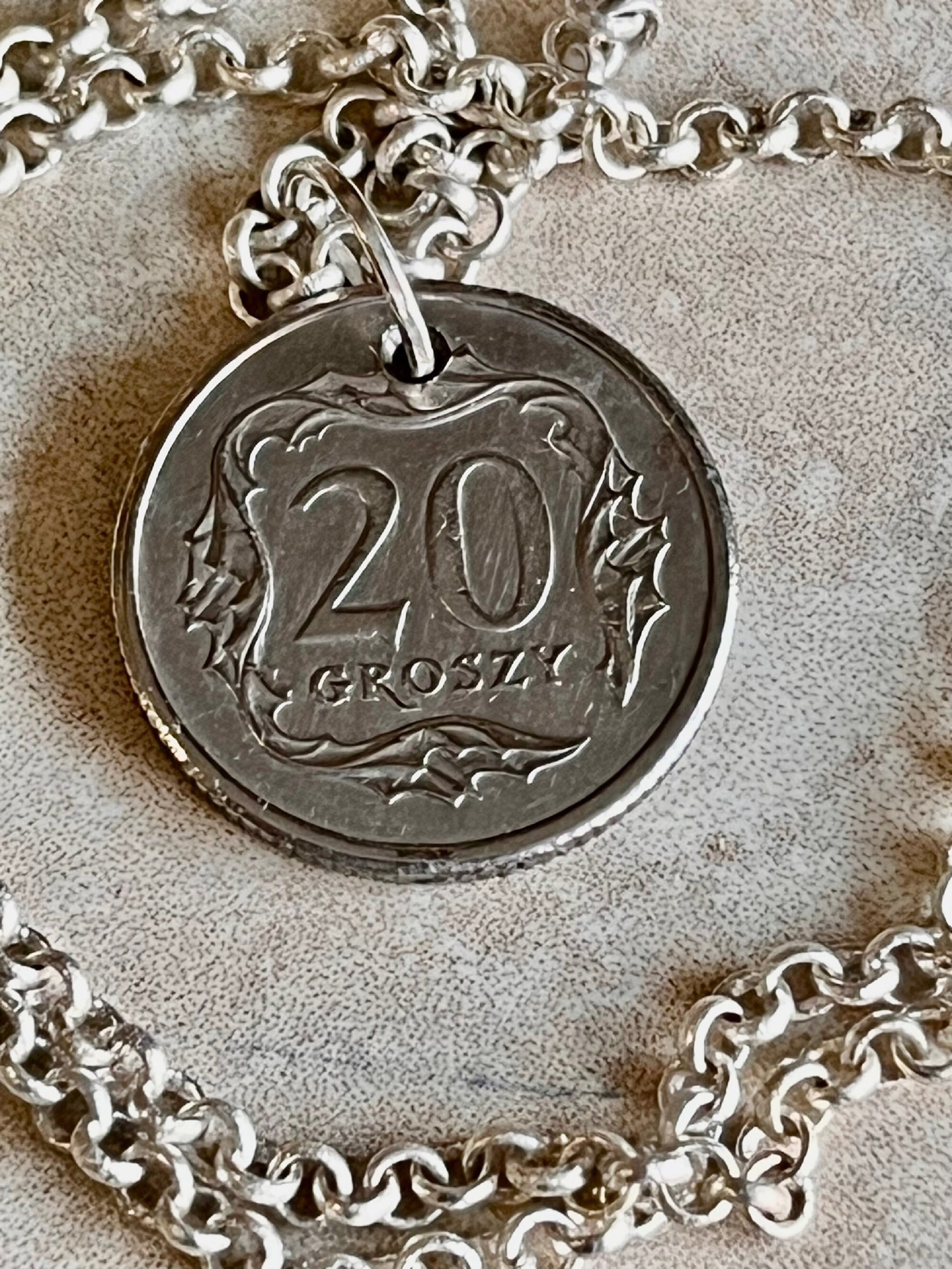 Poland Pendant Coin Necklace 20 Groszy Polish Personal Old Vintage Handmade Jewelry Gift Friend Charm For Him Her World Coin Collector
