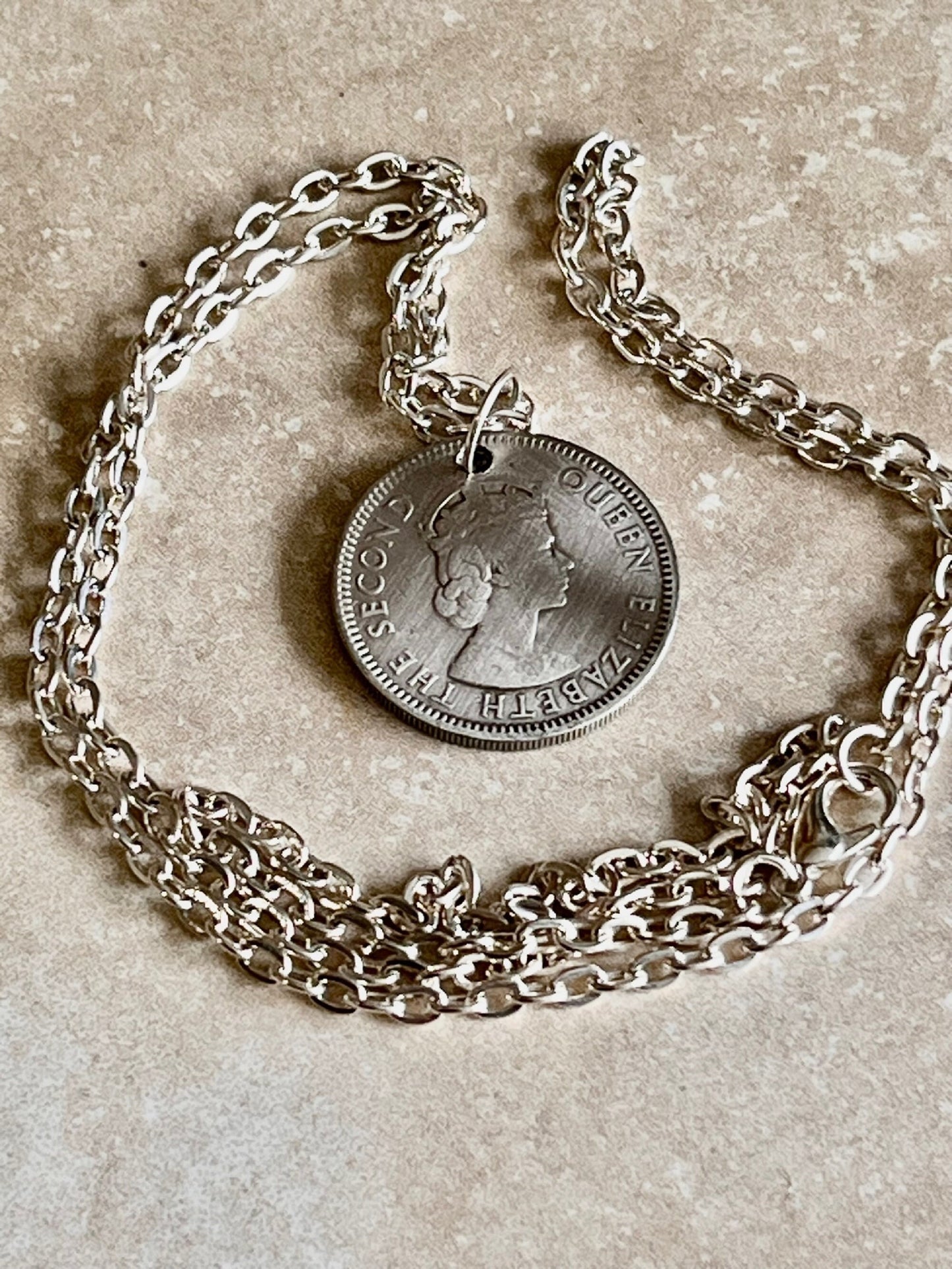 British Caribbean Coin Pendant Necklace 10 Cents Eastern Group Personal Handmade Jewelry Gift Friend Charm For Him Her World Coin Collector