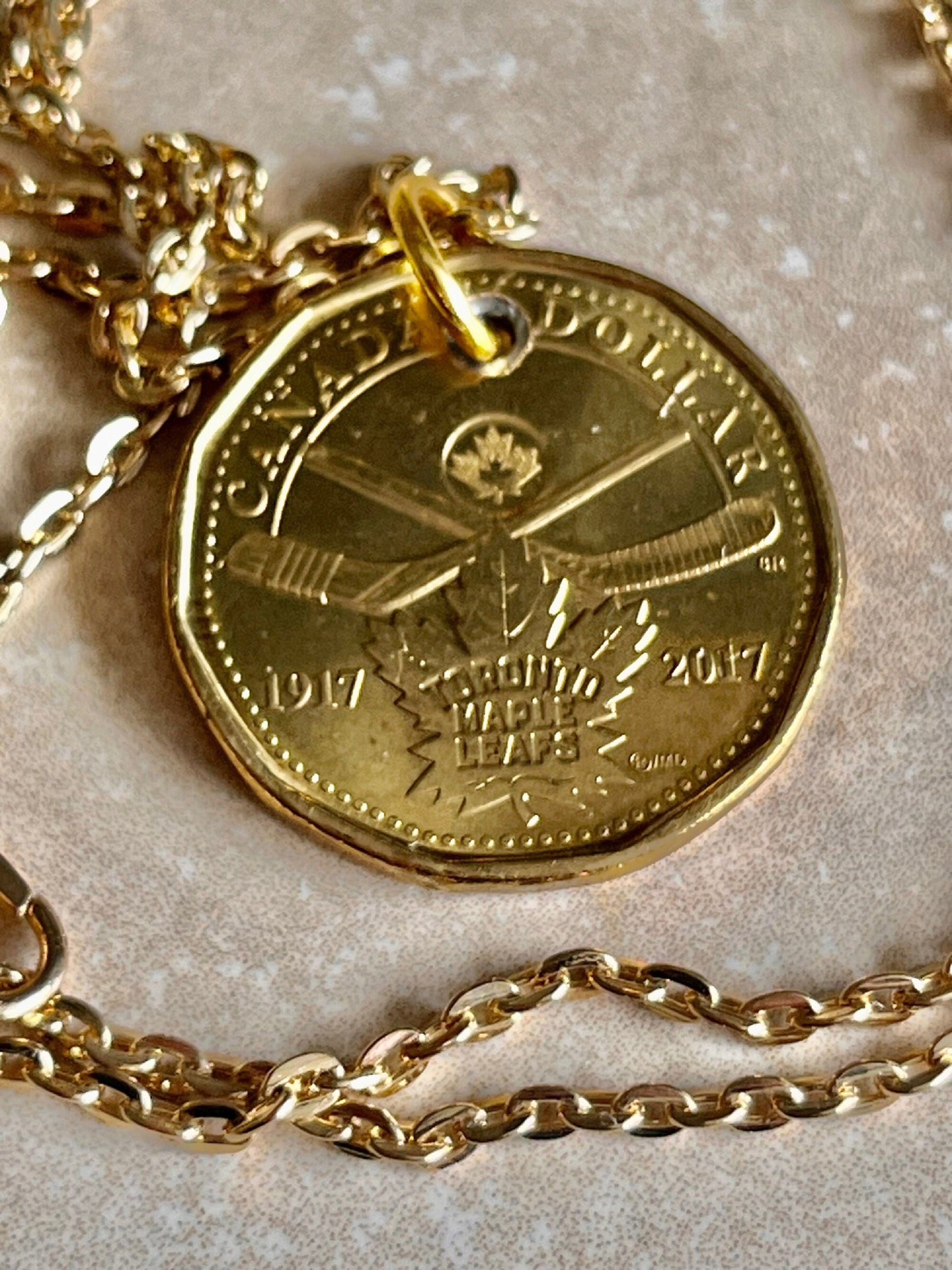 Toronto Maple Leafs NHL Hockey 100 Years Coin Pendant Canada Loonie Necklace Charm Gift For Him, Her, Coin Collector, World Coins