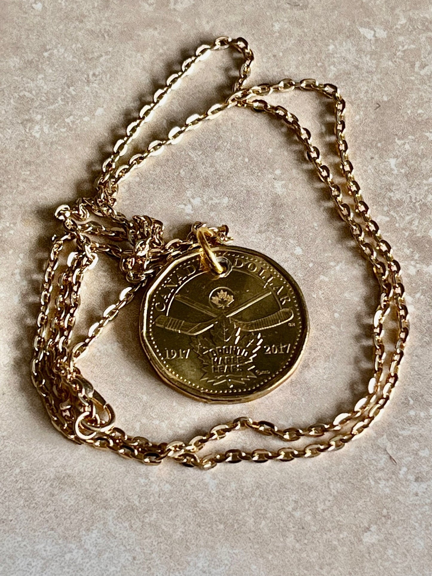 Toronto Maple Leafs NHL Hockey 100 Years Coin Pendant Canada Loonie Necklace Charm Gift For Him, Her, Coin Collector, World Coins