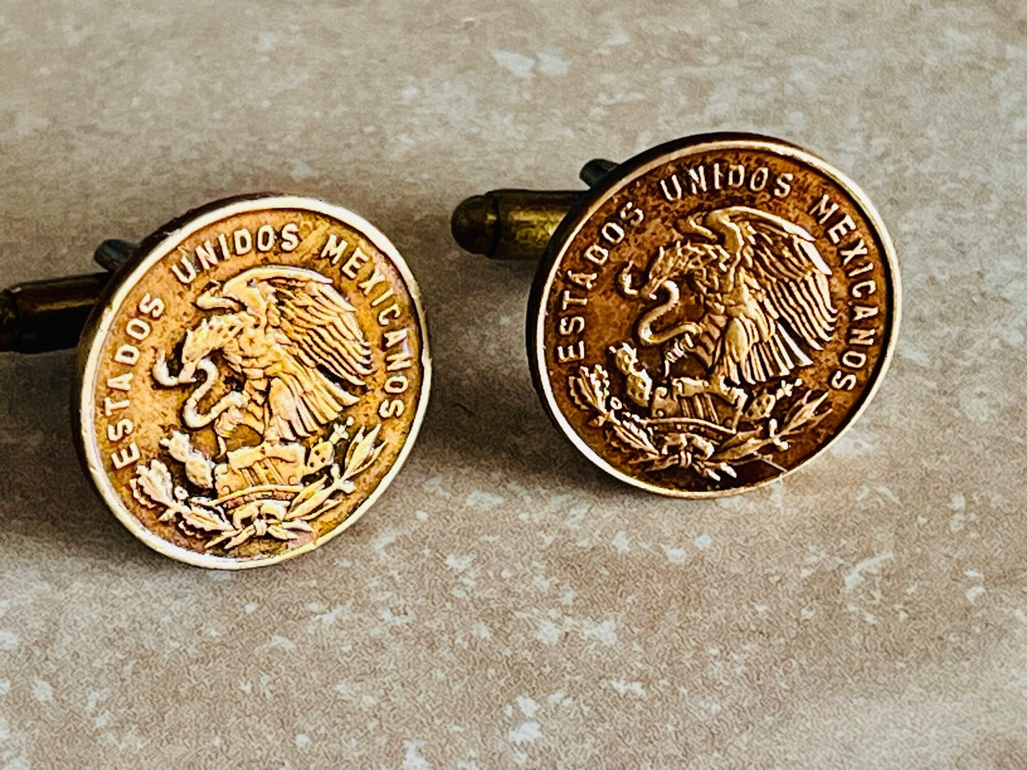 Mexico Coin Cuff Links Mexican Cinco Centavos Personal Cufflinks Vintage Handmade Jewelry Gift Friend Charm For Him Her World Coin Collector