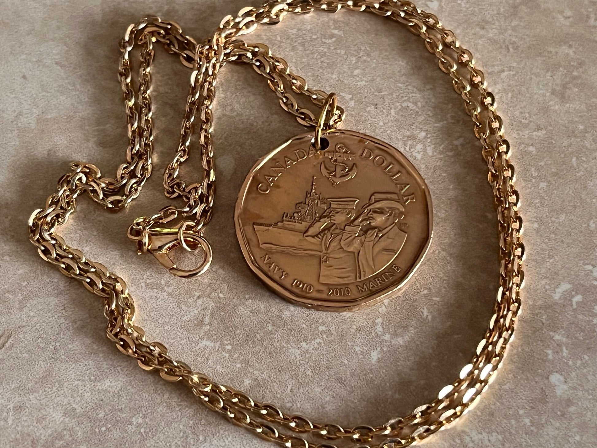 Canada Coin Necklace 2010 Navy Centennial Loon Dollar Loonie Personal Handmade Jewelry Gift Friend Charm For Him Her World Coin Collector