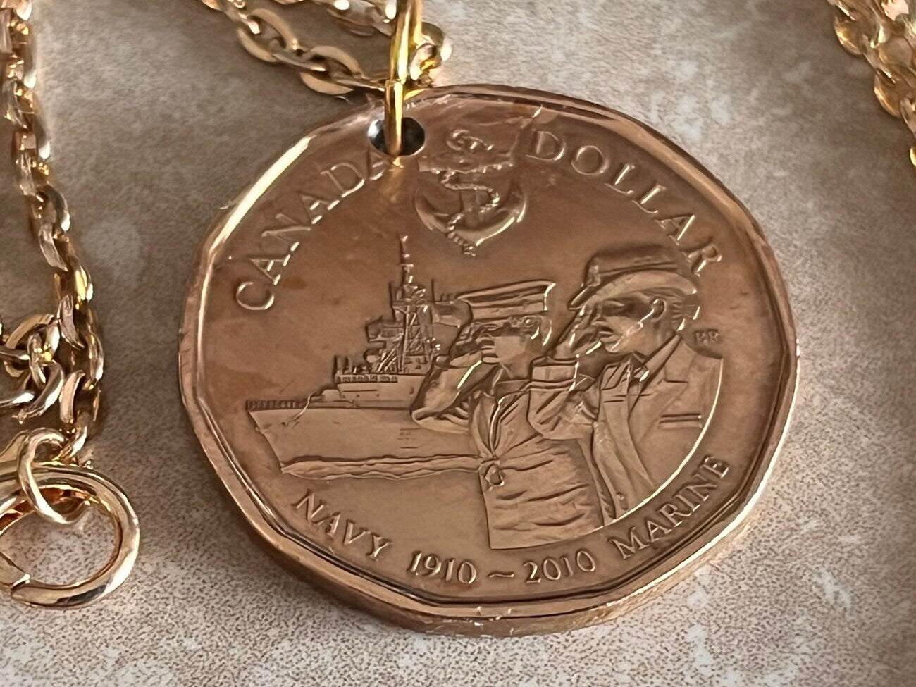 Canada Coin Necklace 2010 Navy Centennial Loon Dollar Loonie Personal Handmade Jewelry Gift Friend Charm For Him Her World Coin Collector