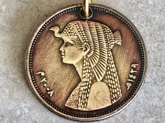 Egypt Coin Necklace Egyptian 50 Piastres Pendant Personal Old Vintage Handmade Jewelry Gift Friend Charm For Him Her World Coin Collector