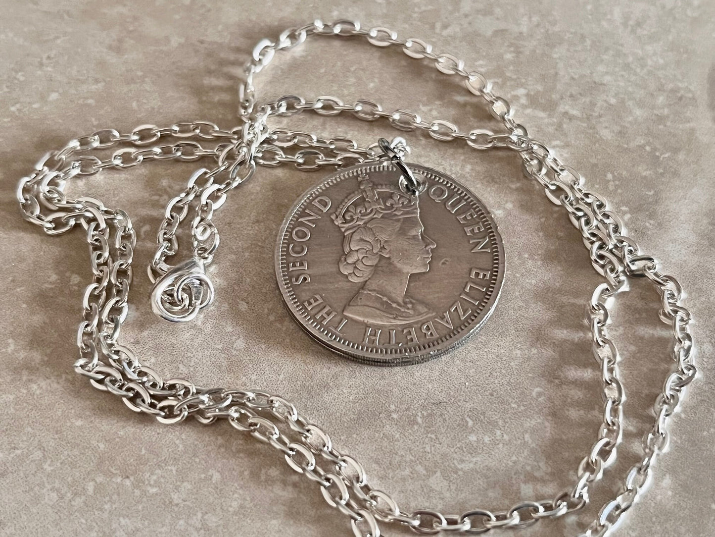 Malaya & British Borneo Coin Necklace 50 Cents Pendant Personal Vintage Handmade Jewelry Gift Friend Charm For Him Her World Coin Collector