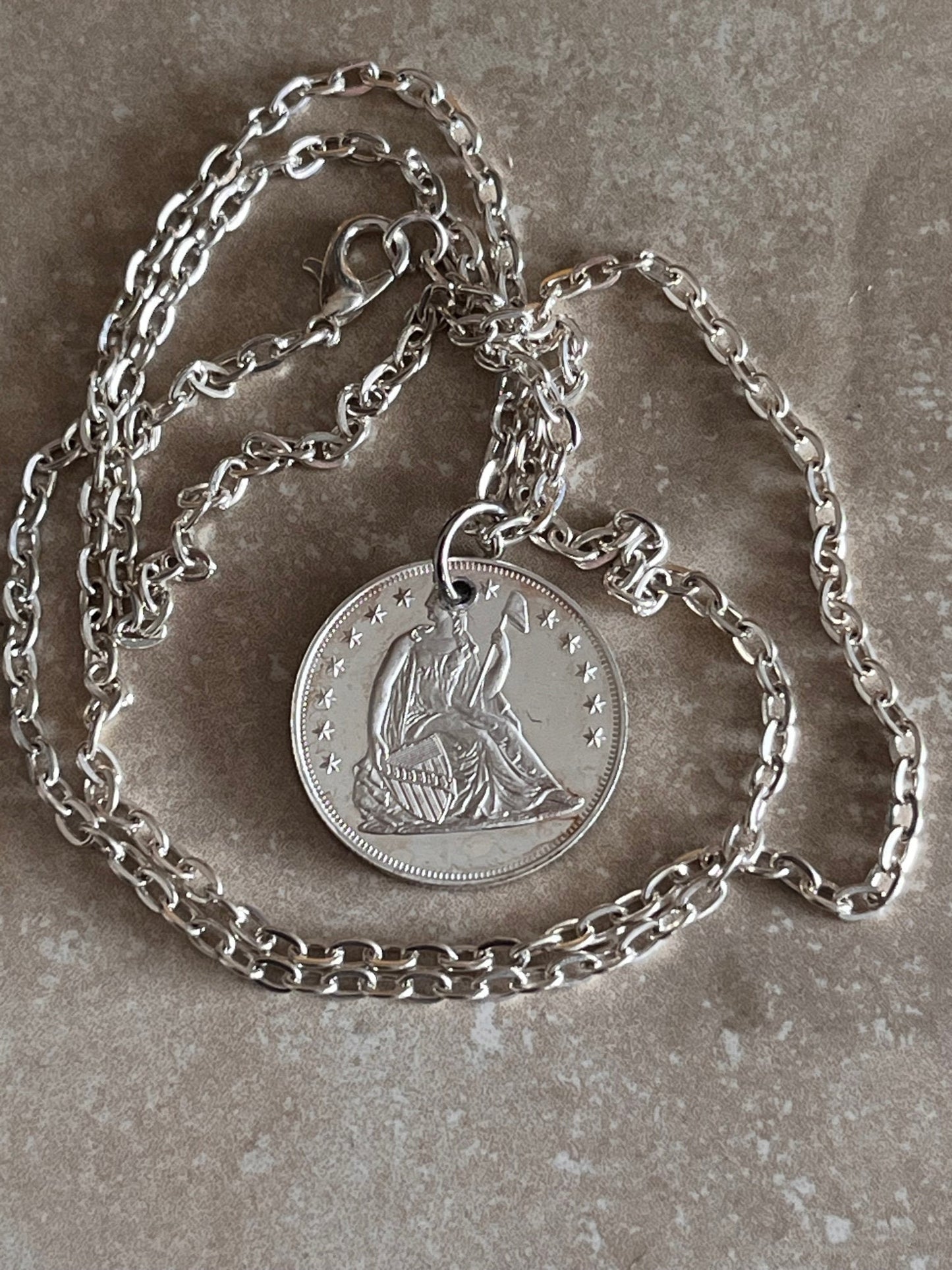 I love You Today Tomorrow & Always Silver Personal Necklace Old Vintage Handmade Jewelry Gift Friend Charm For Him Her World Coin Collector