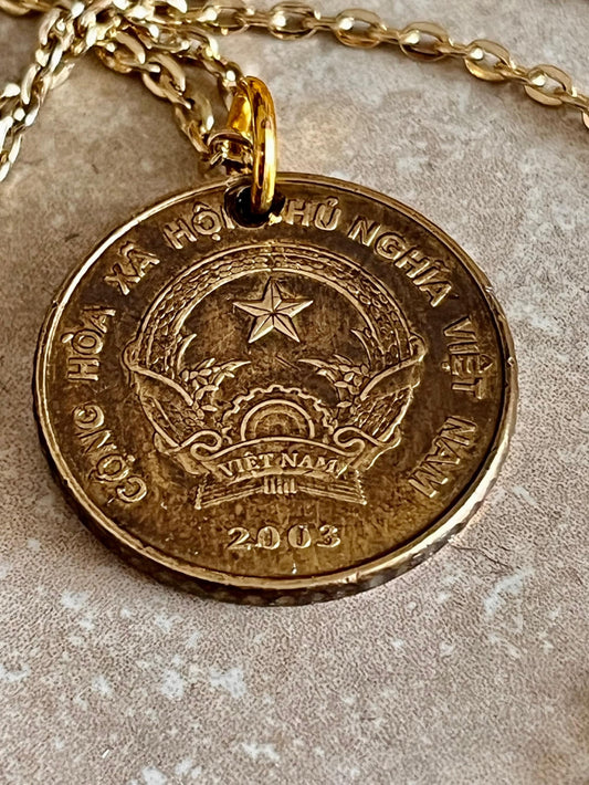 Vietnam Coin Necklace Vietnamese 5000 Dong Vintage Pendant Old Vintage Handmade Jewelry Gift Friend Charm For Him Her World Coin Collector