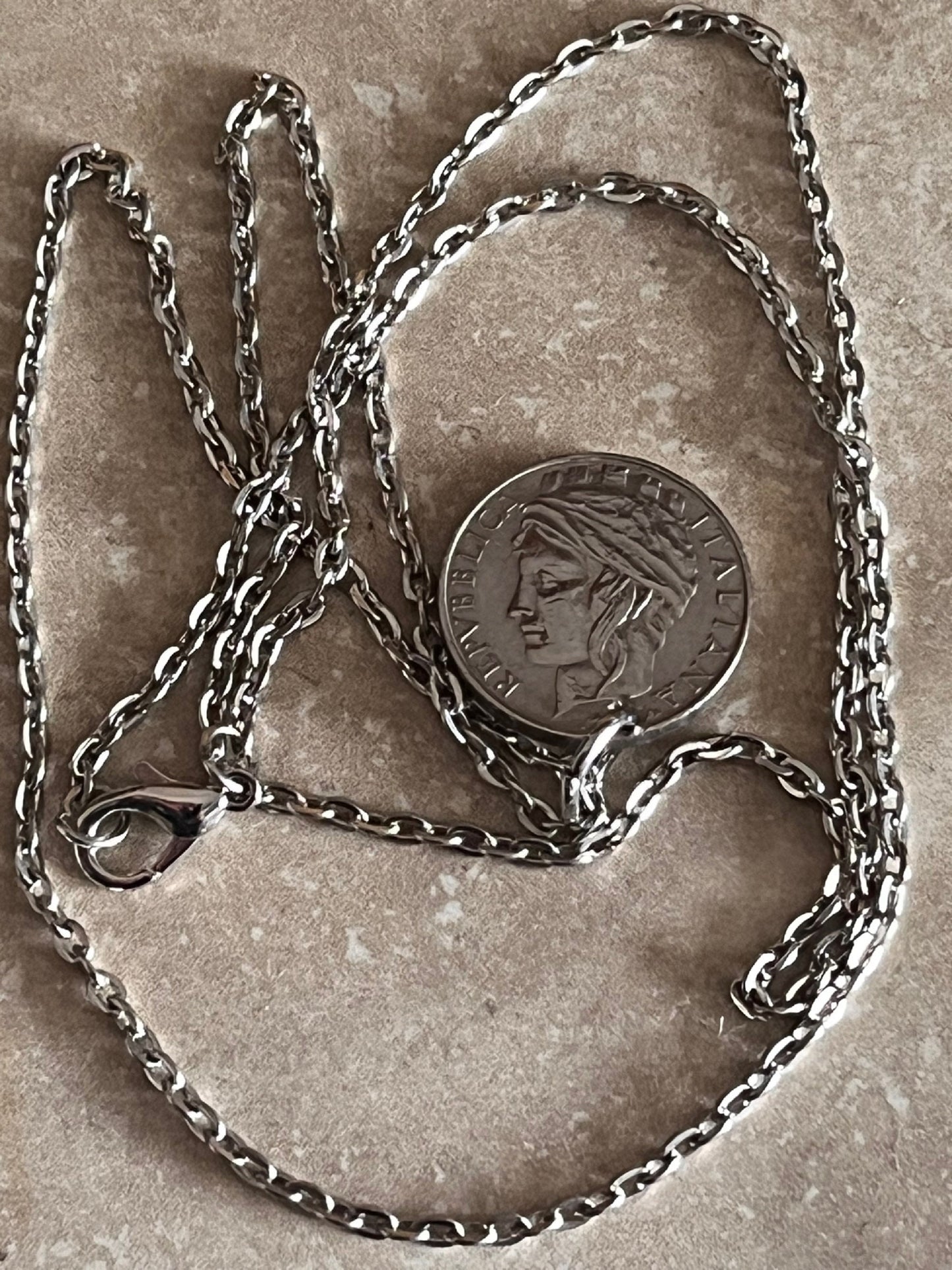 Italy Coin Necklace Italian 50 Lira Coin Pendant Personal Old Vintage Handmade Jewelry Gift Friend Charm For Him Her World Coin Collector