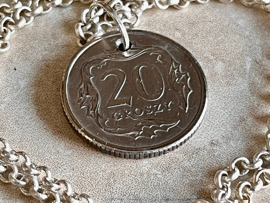 Poland Pendant Coin Necklace 20 Groszy Polish Personal Old Vintage Handmade Jewelry Gift Friend Charm For Him Her World Coin Collector